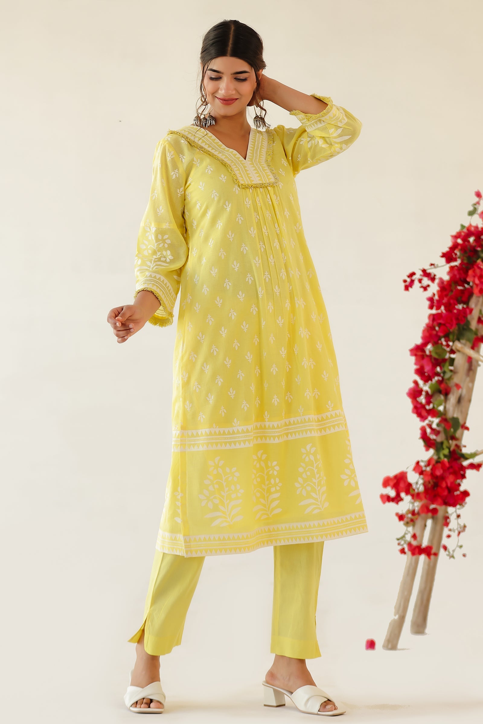 JENI YELLOW MULMUL A LINE SET