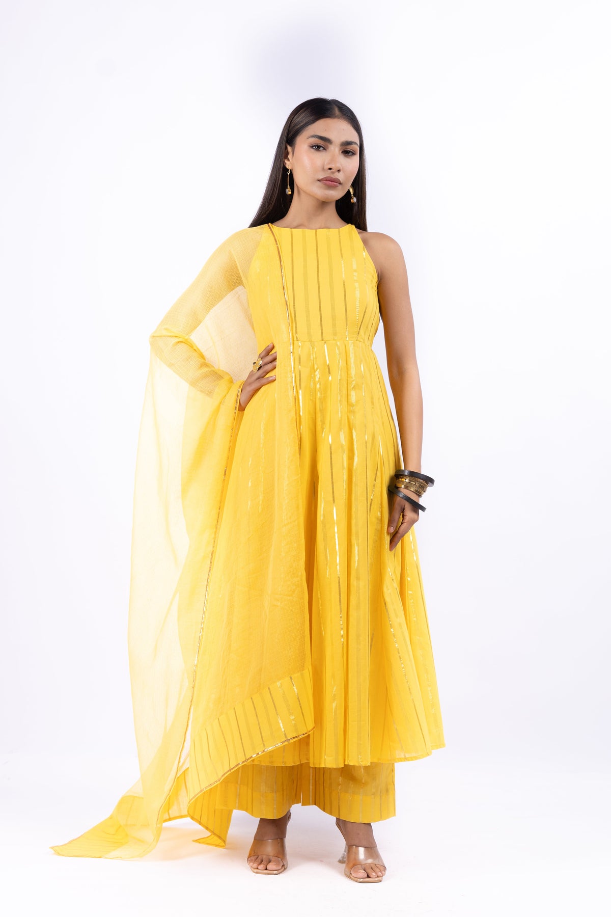RANGSA YELLOW ANARKALI SET OF 3