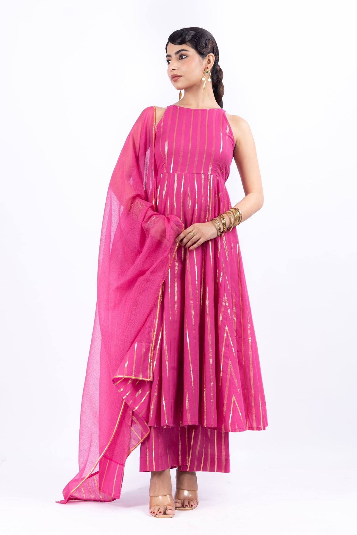 RANGSA PINK ANARKALI SET OF 3