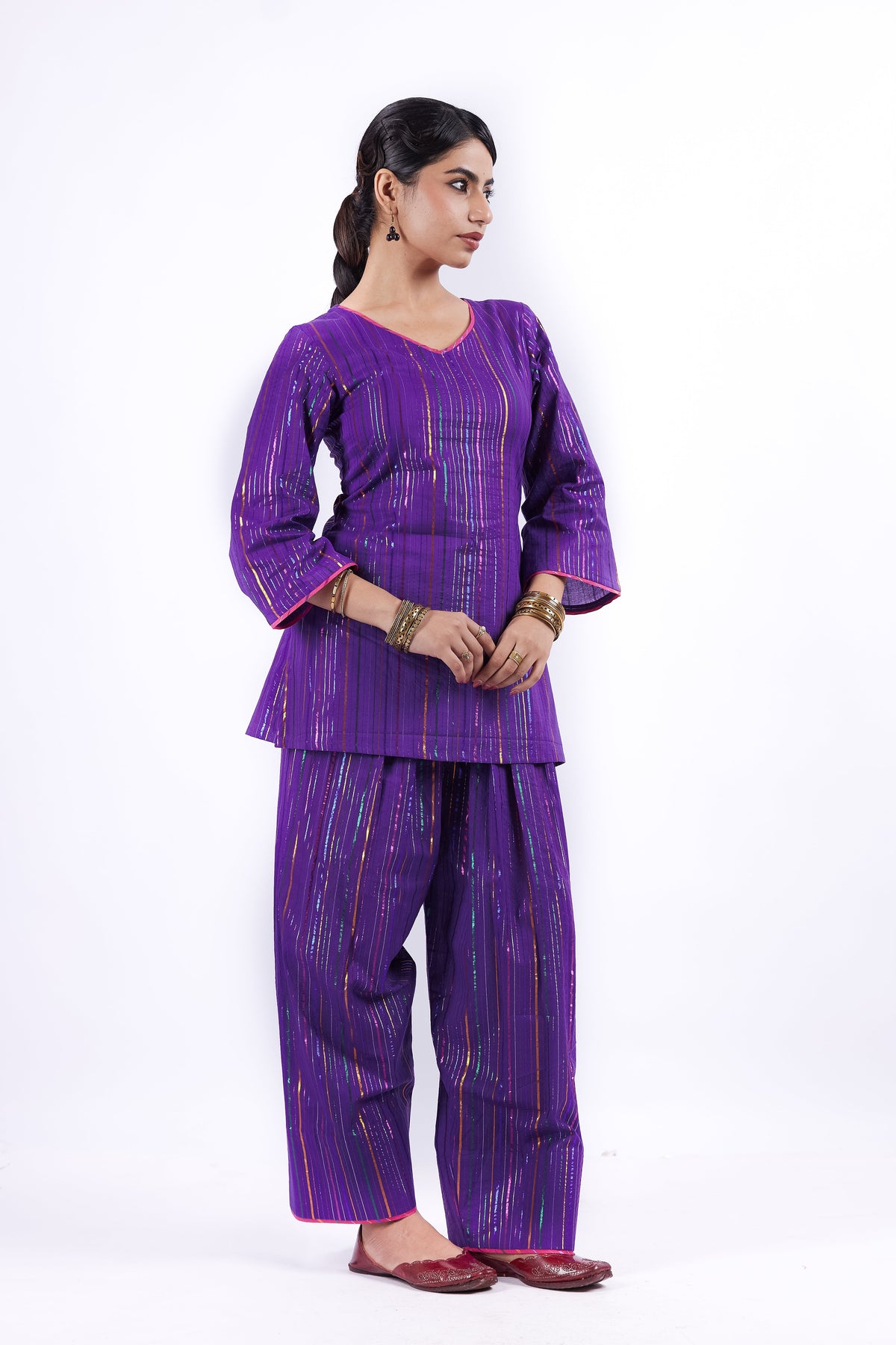 AAHANA PURPLE KURTA WITH FARSI SALWAR SET OF 2