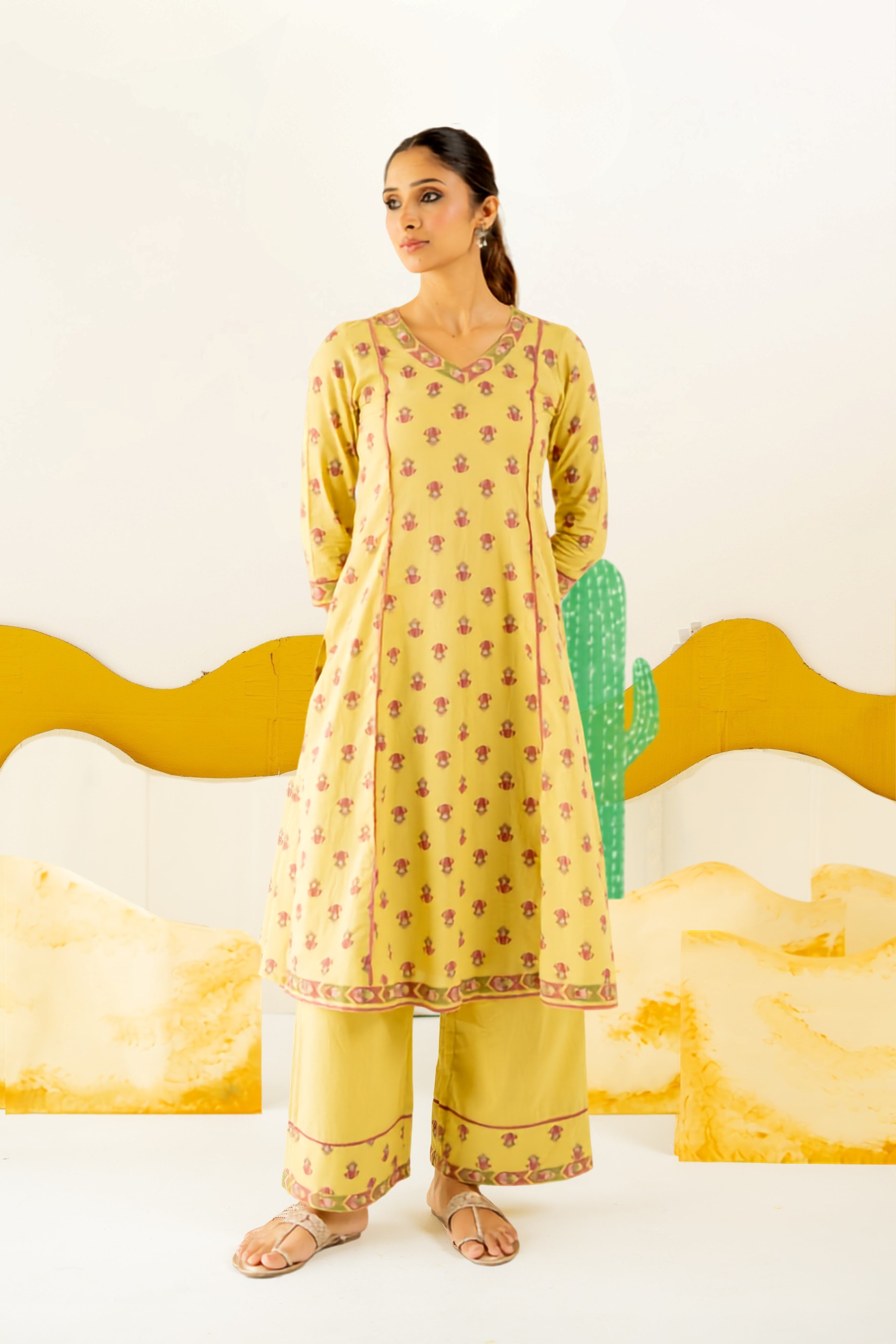 WARM OLIVE NEERJARA KURTA SET OF 3