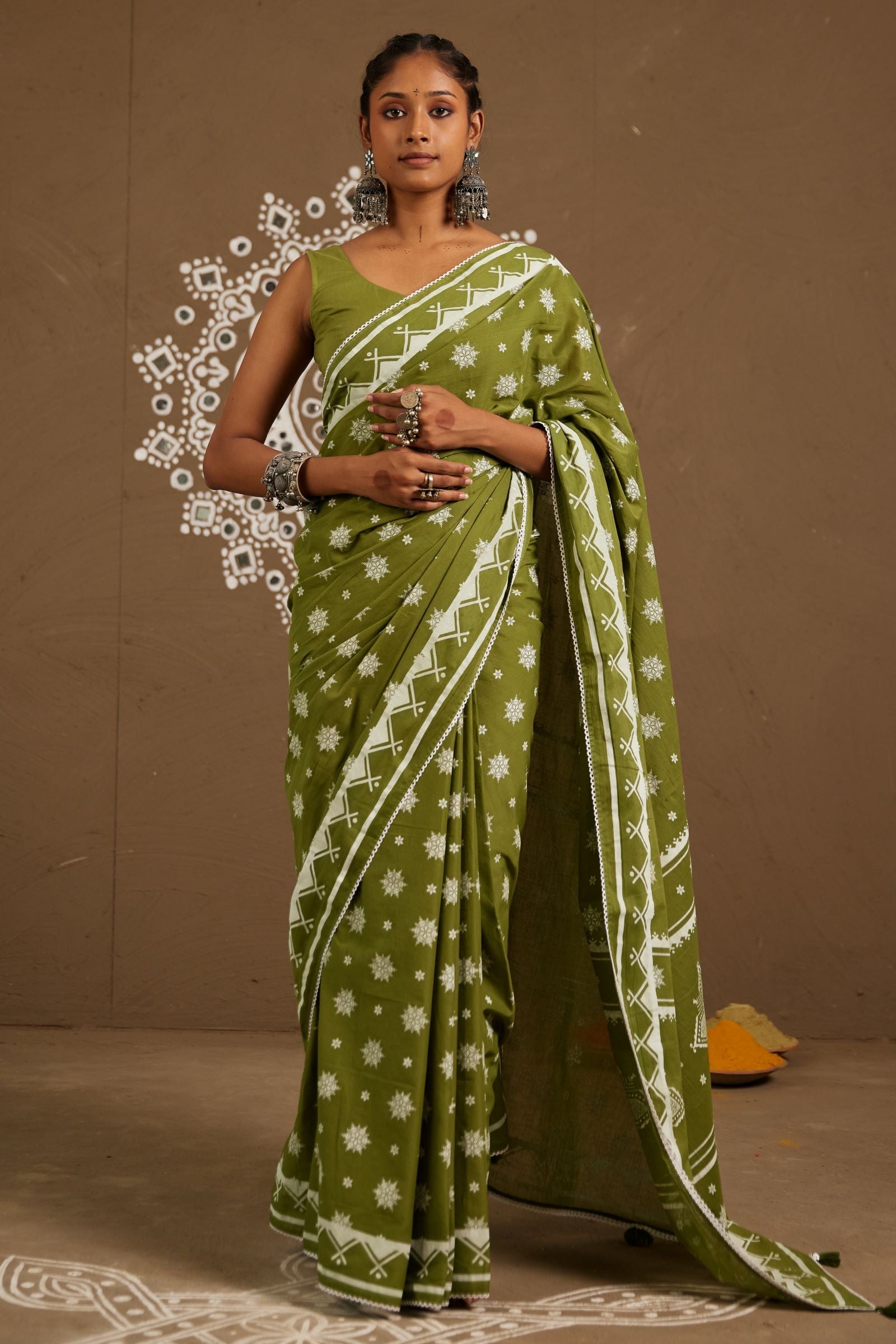 Pushpa Green Cotton Printed Saree (RTS)