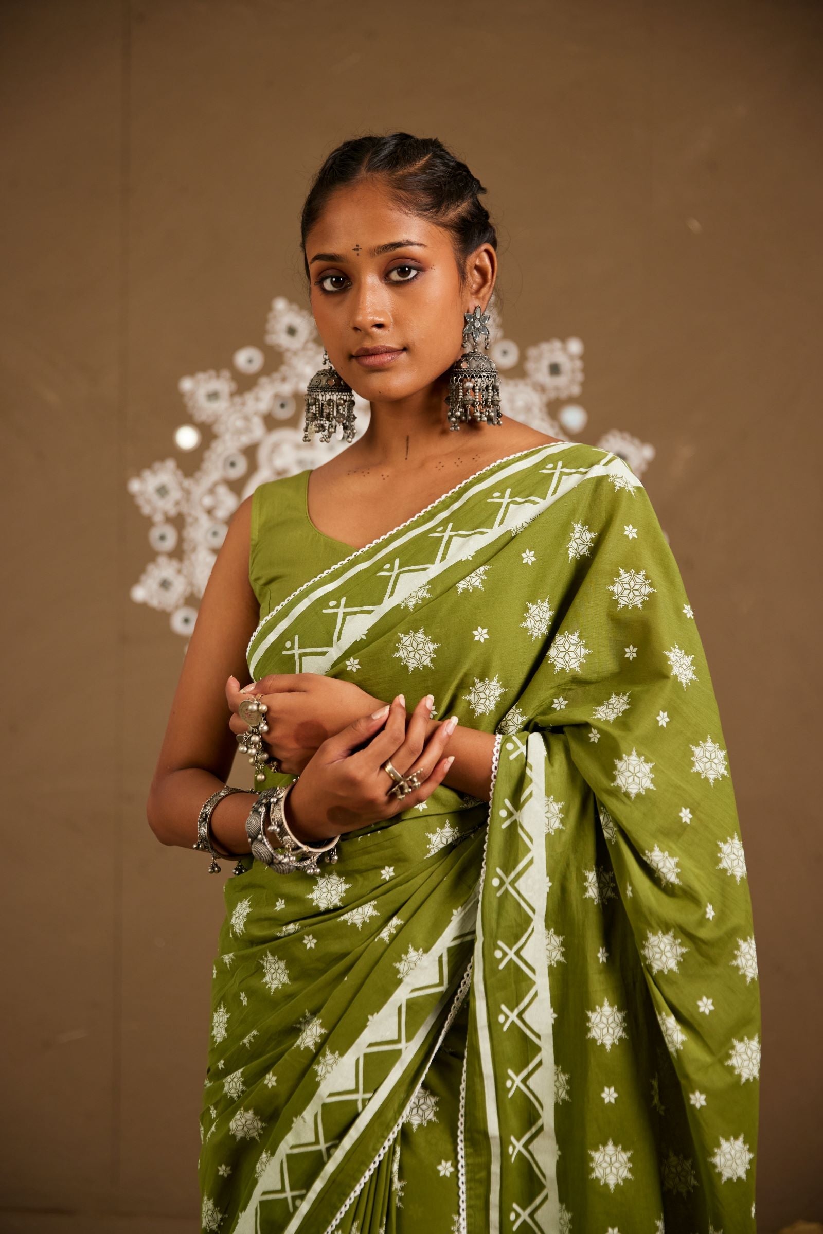 Pushpa Green Cotton Printed Saree (RTS)