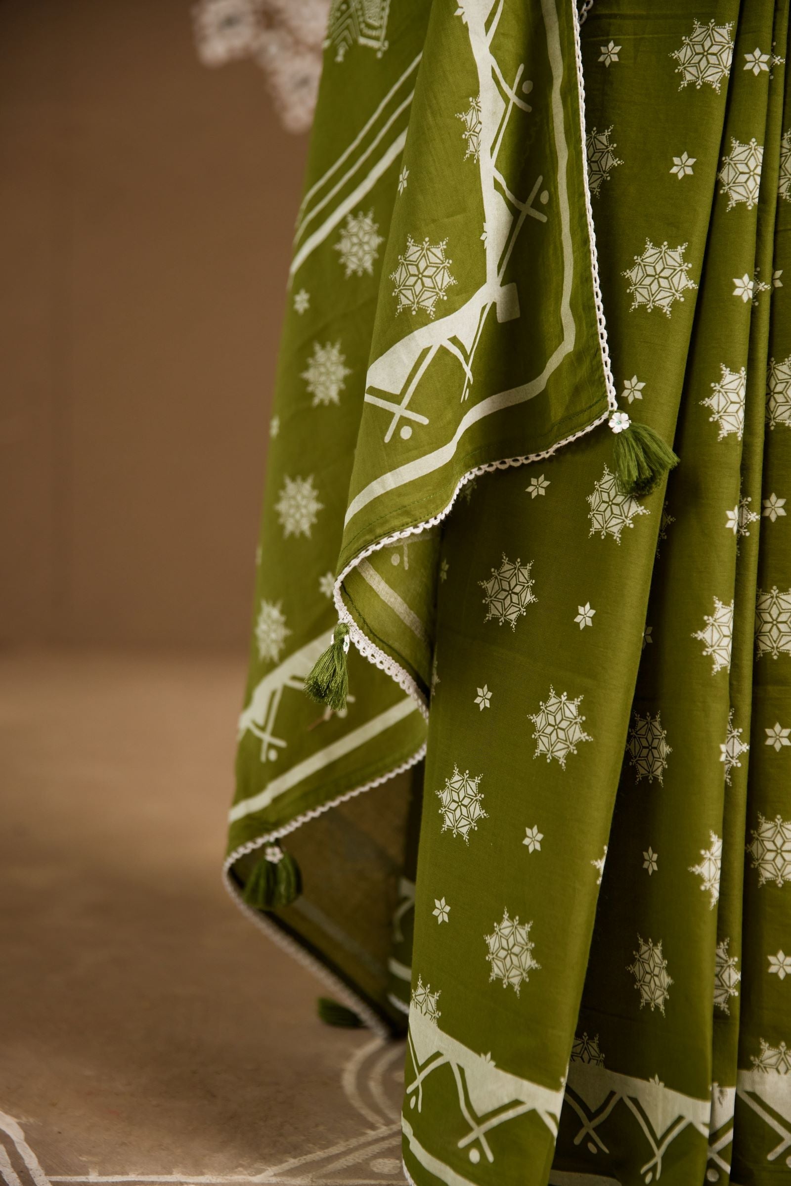 Pushpa Green Cotton Printed Saree (RTS)