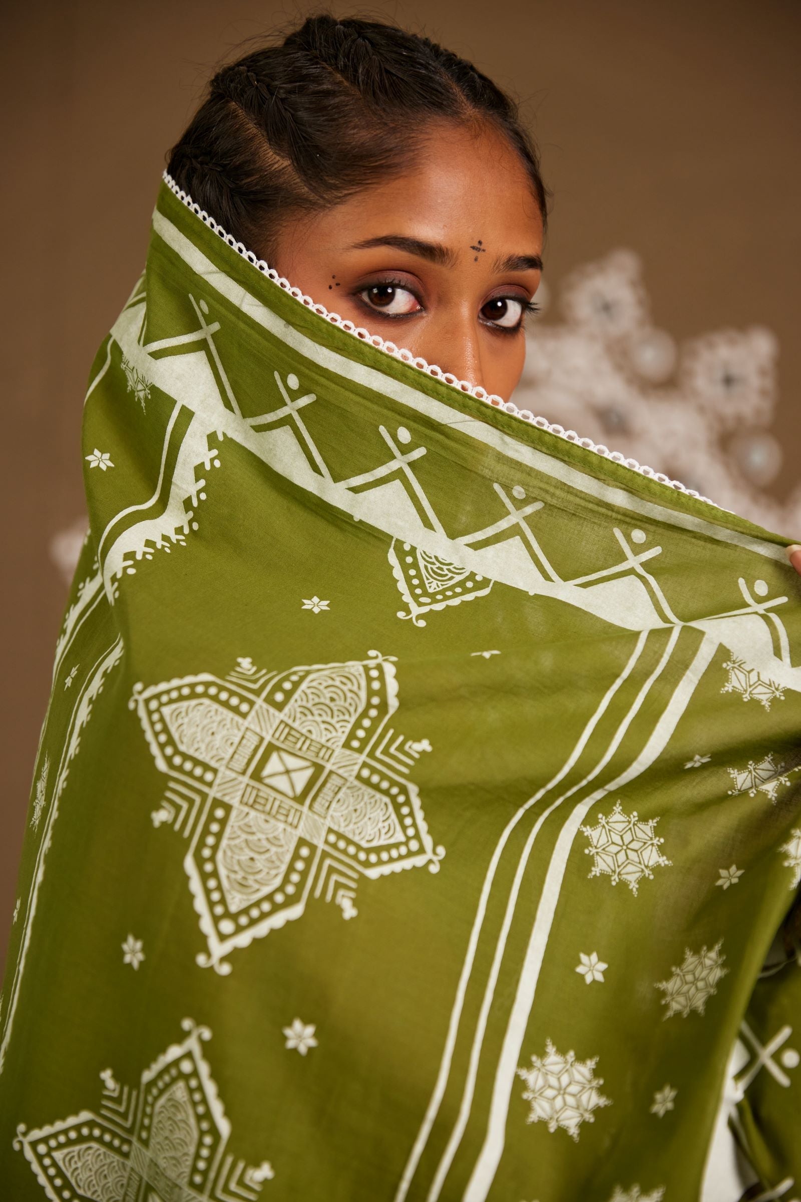 Pushpa Green Cotton Printed Saree (RTS)