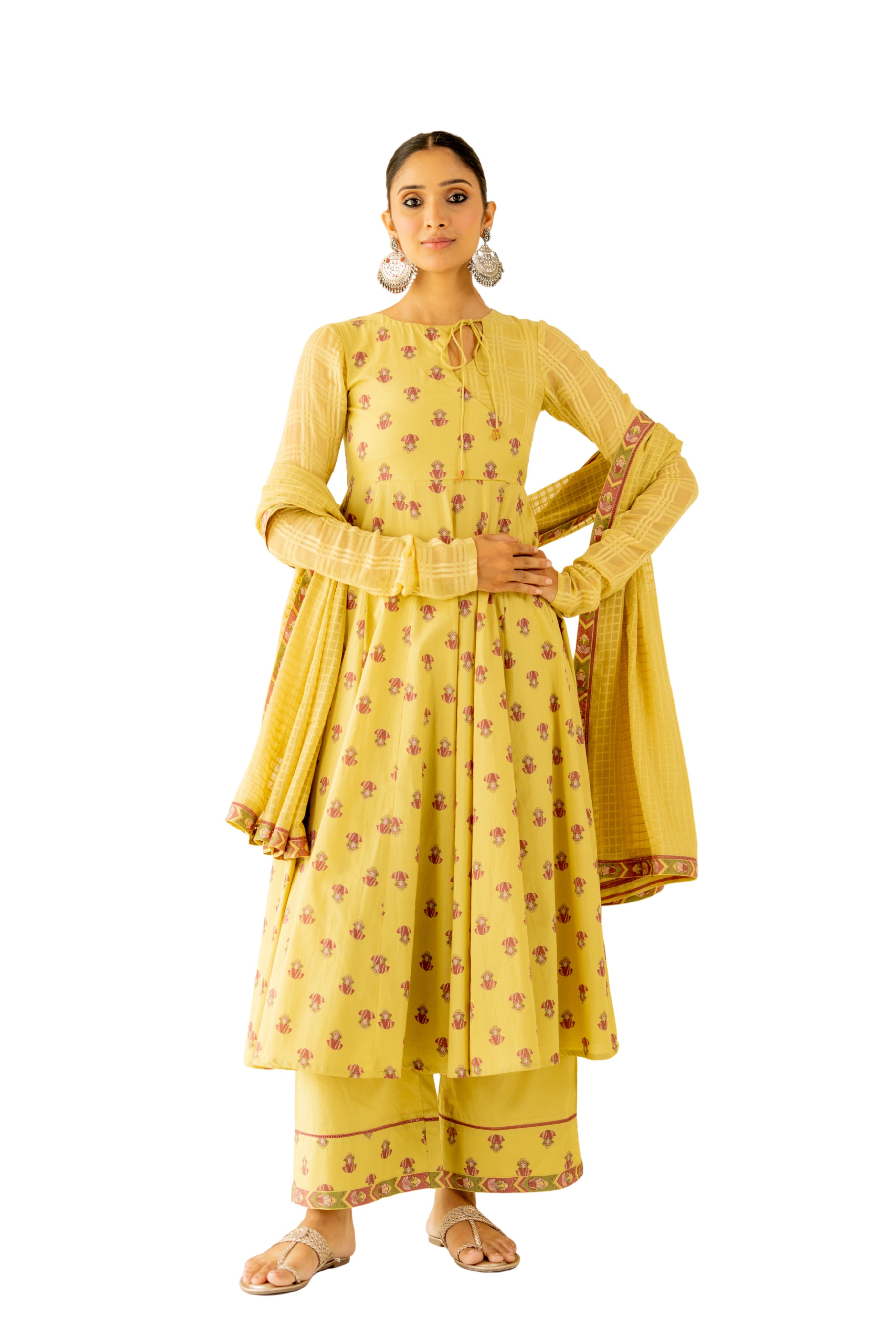 WARM OLIVE MRIDUL ANARKALI SET OF 3 - RTS