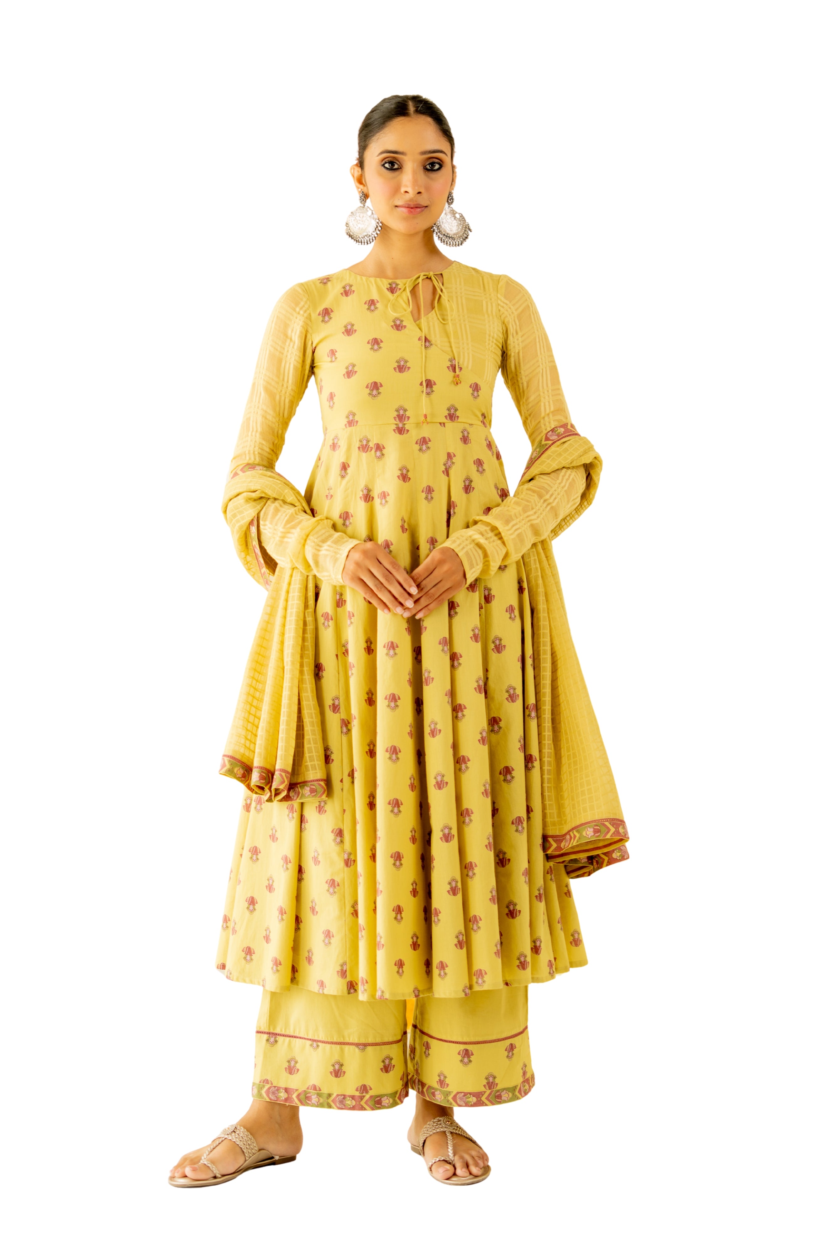 WARM OLIVE MRIDUL ANARKALI SET OF 3 - RTS