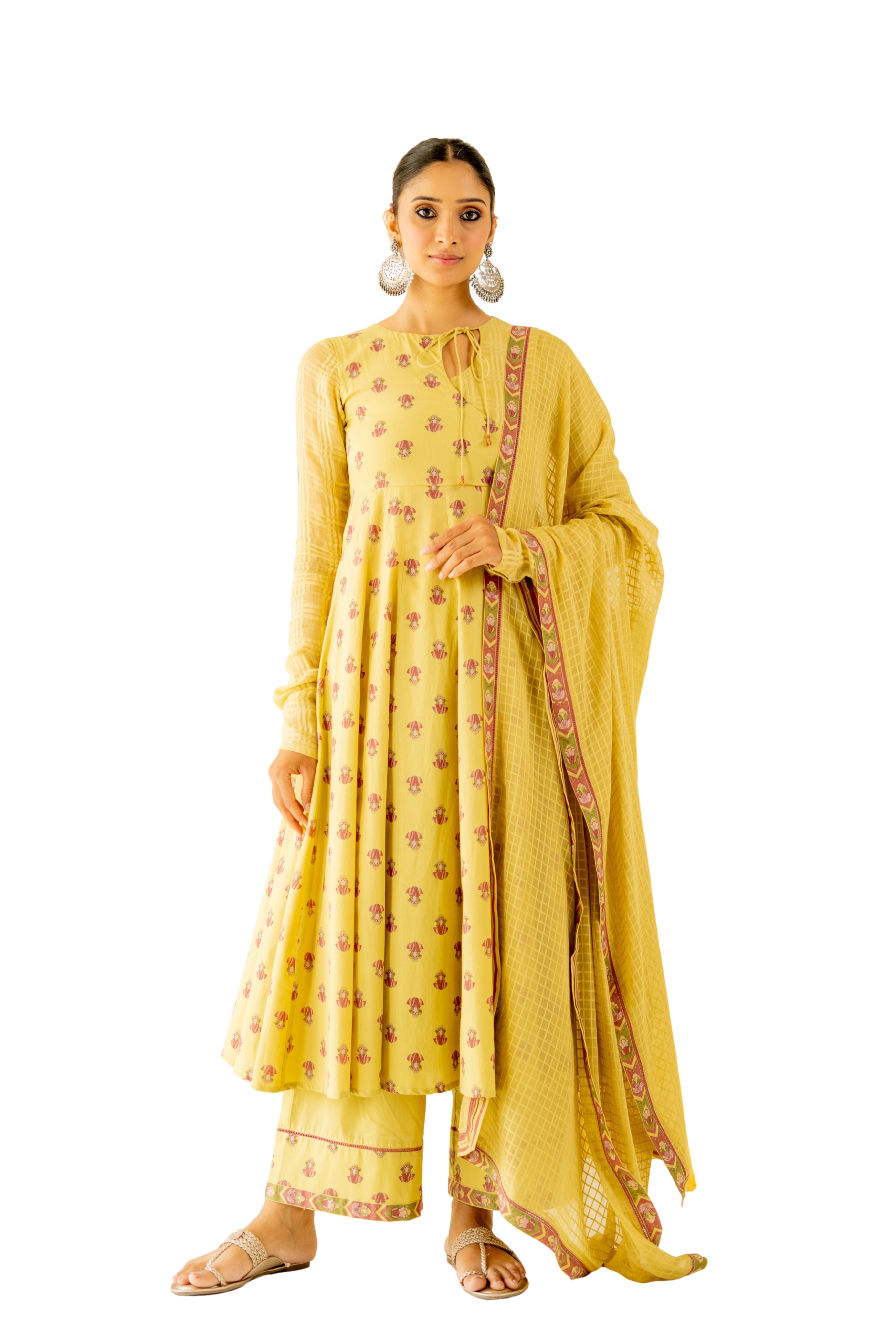 WARM OLIVE MRIDUL ANARKALI SET OF 3 - RTS