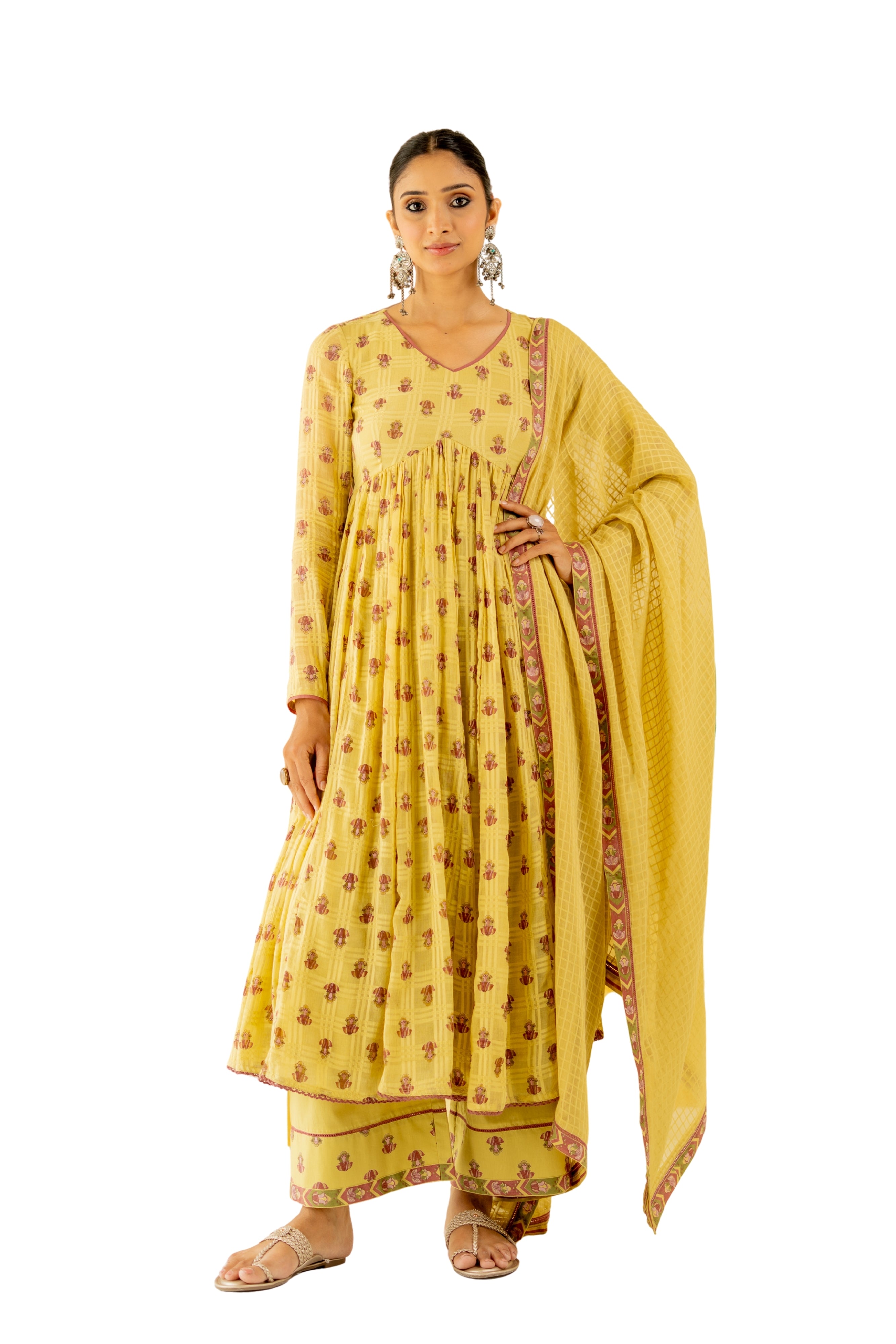WARM OLIVE BOOND ANARKALI SET OF 3