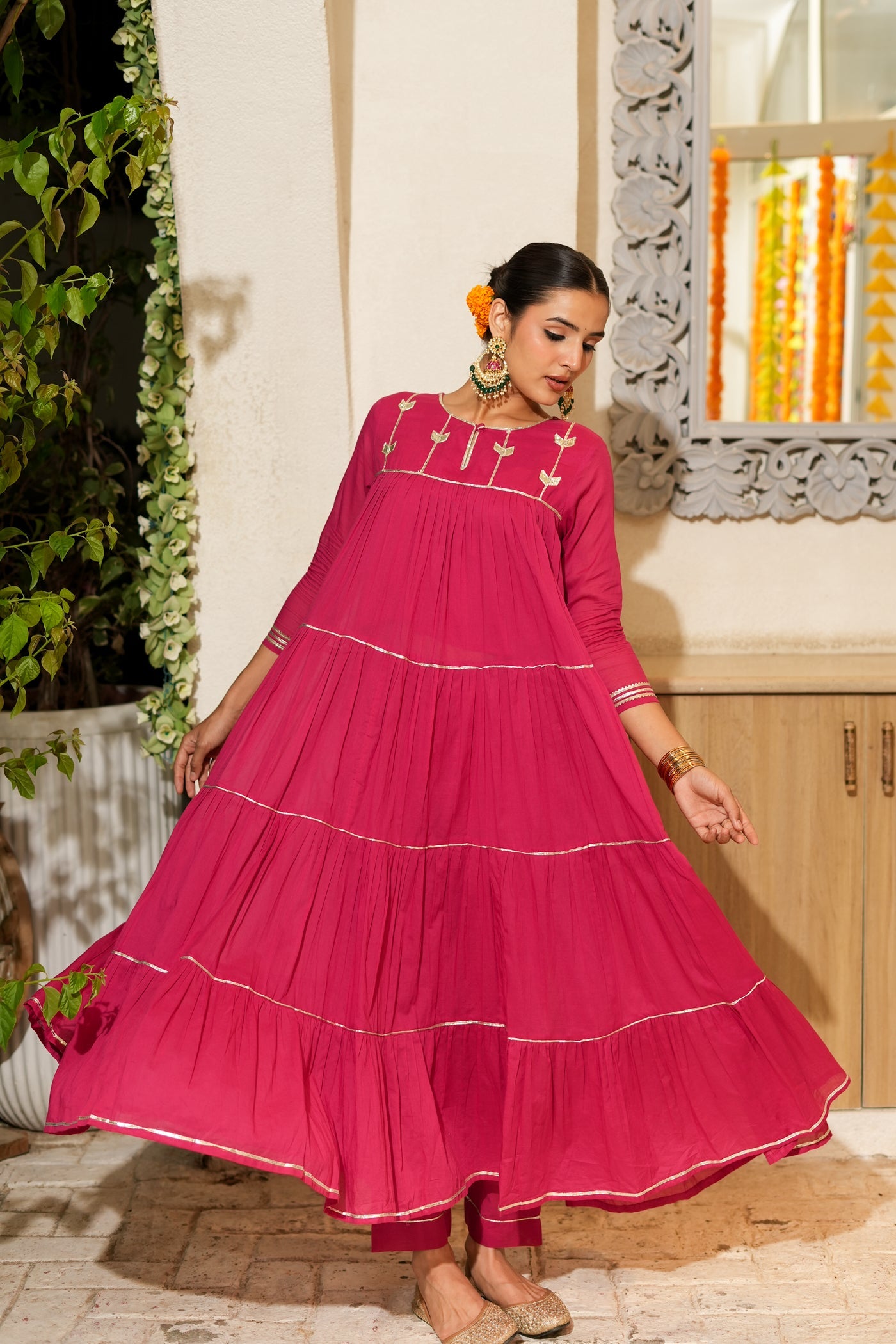 PINK TIERED KURTA SET OF 2