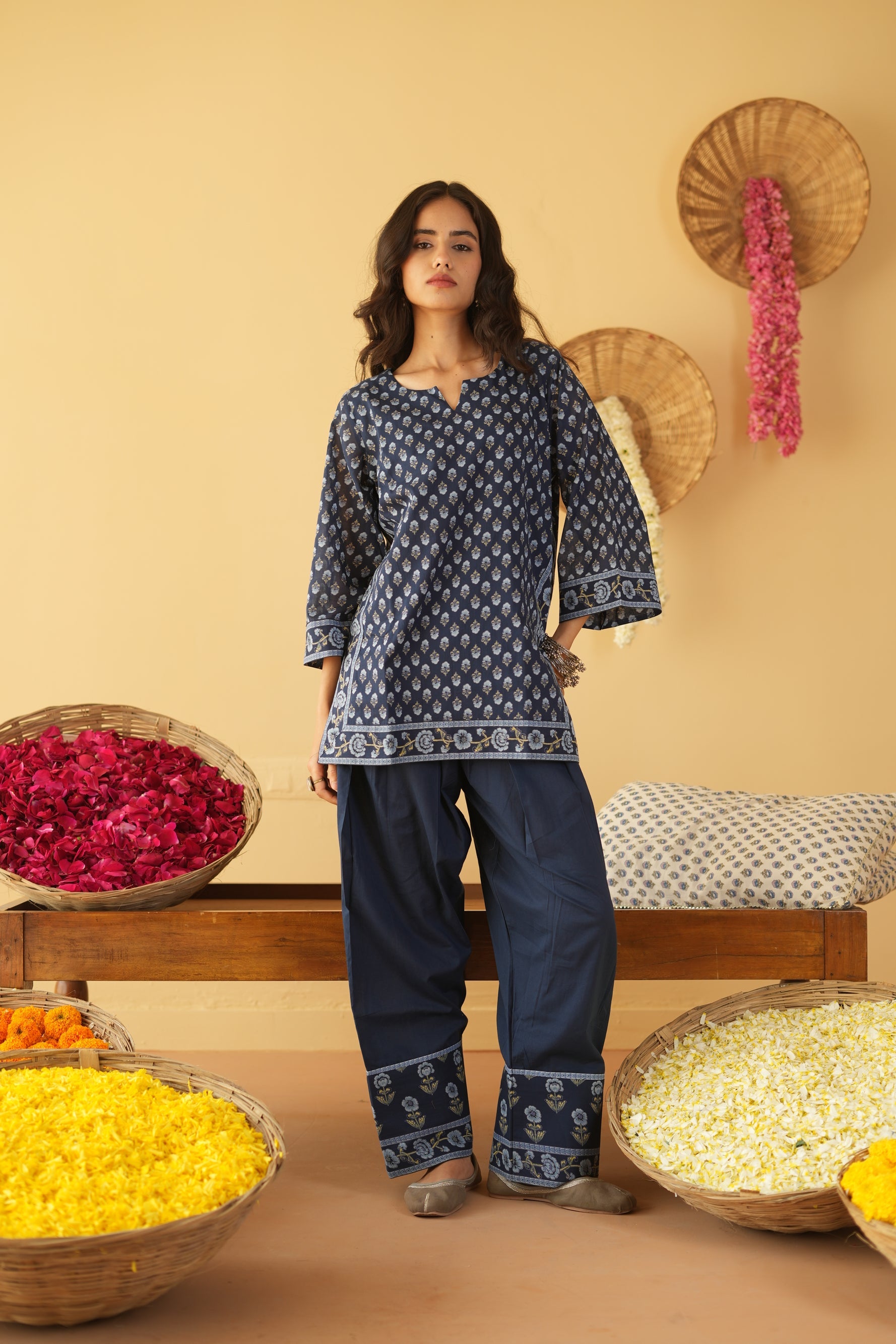 BLUE VANYA KURTA WITH FARSI SALWAR SET OF 3