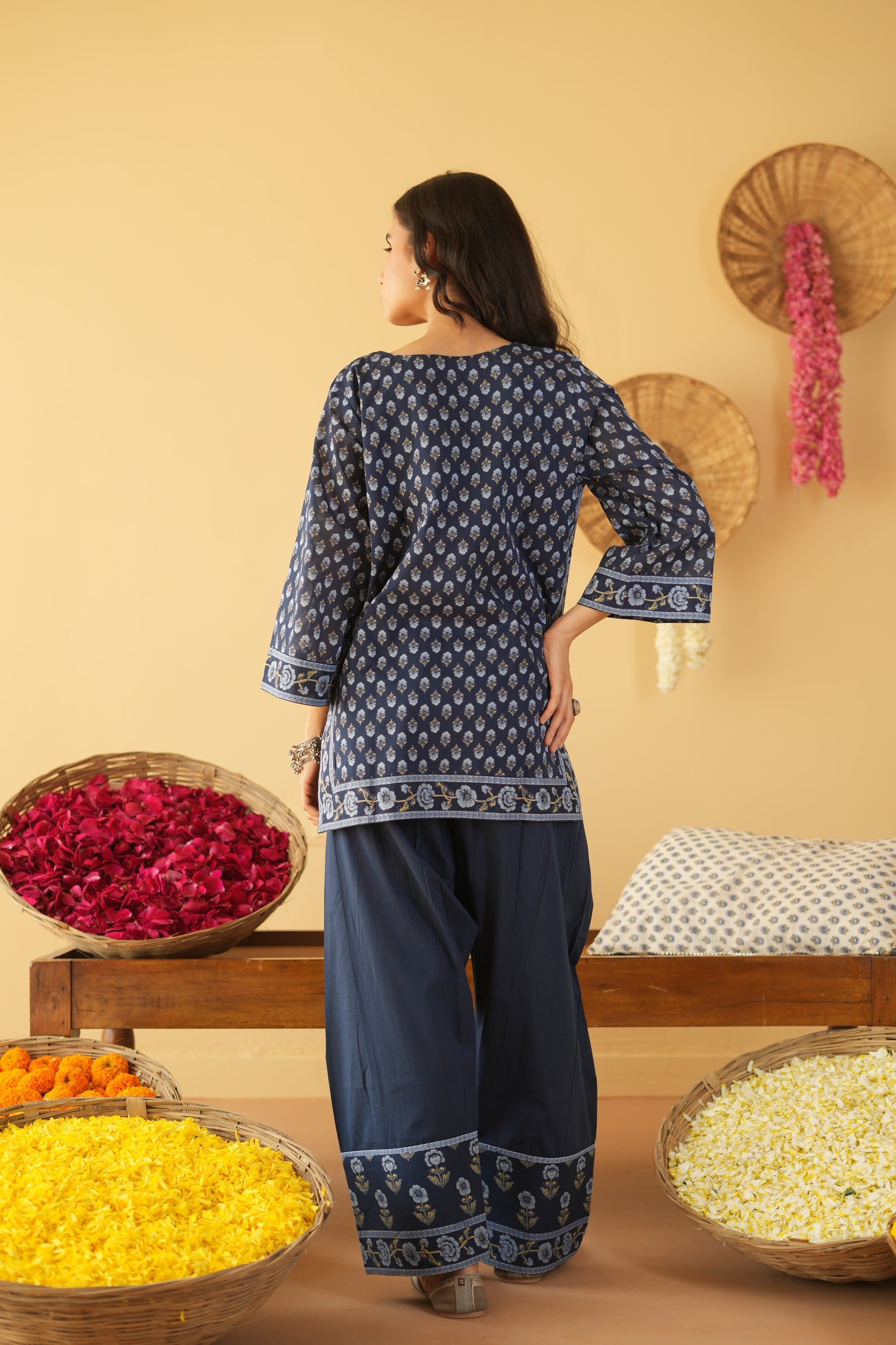 BLUE VANYA KURTA WITH FARSI SALWAR SET OF 3
