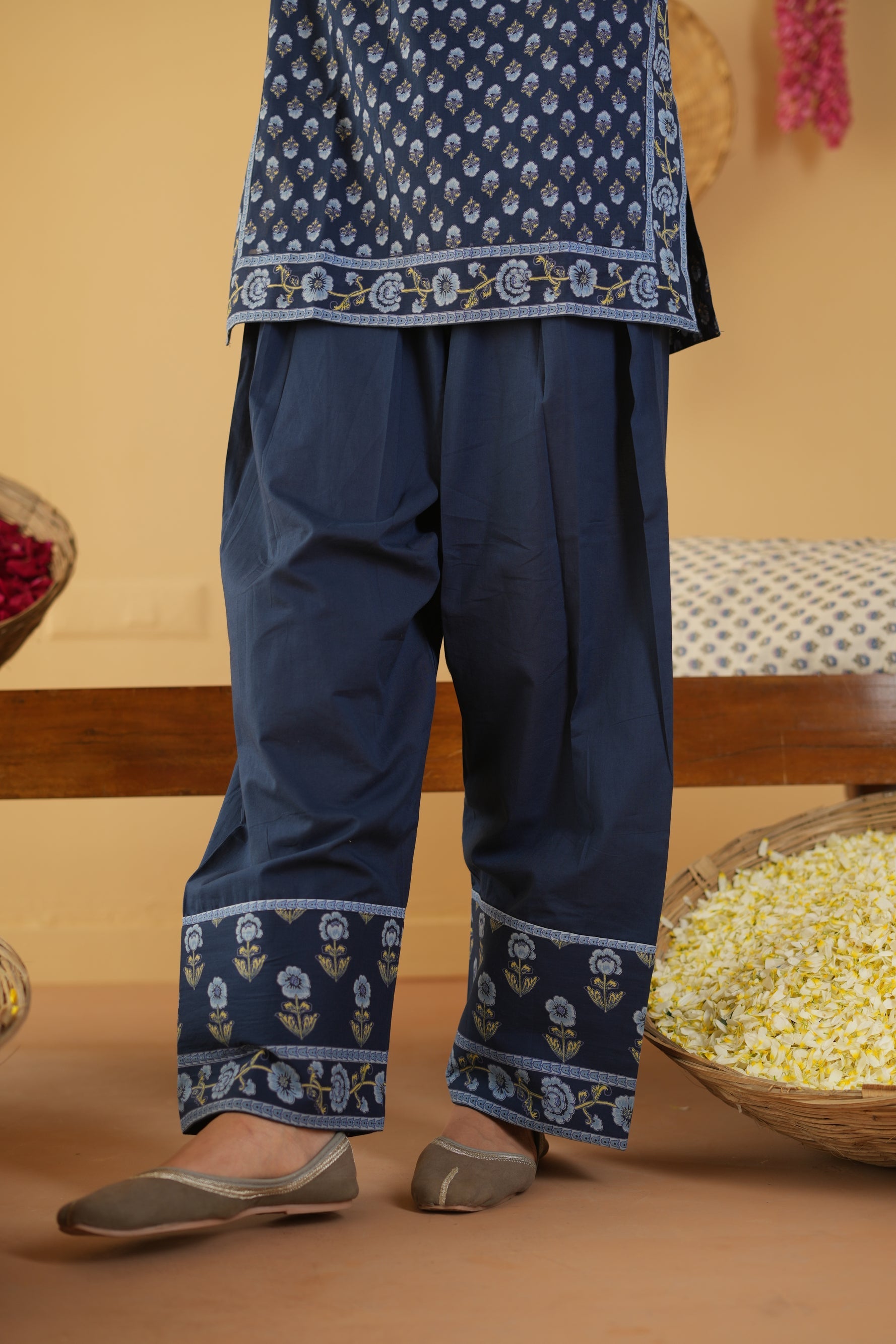 BLUE VANYA KURTA WITH FARSI SALWAR SET OF 3