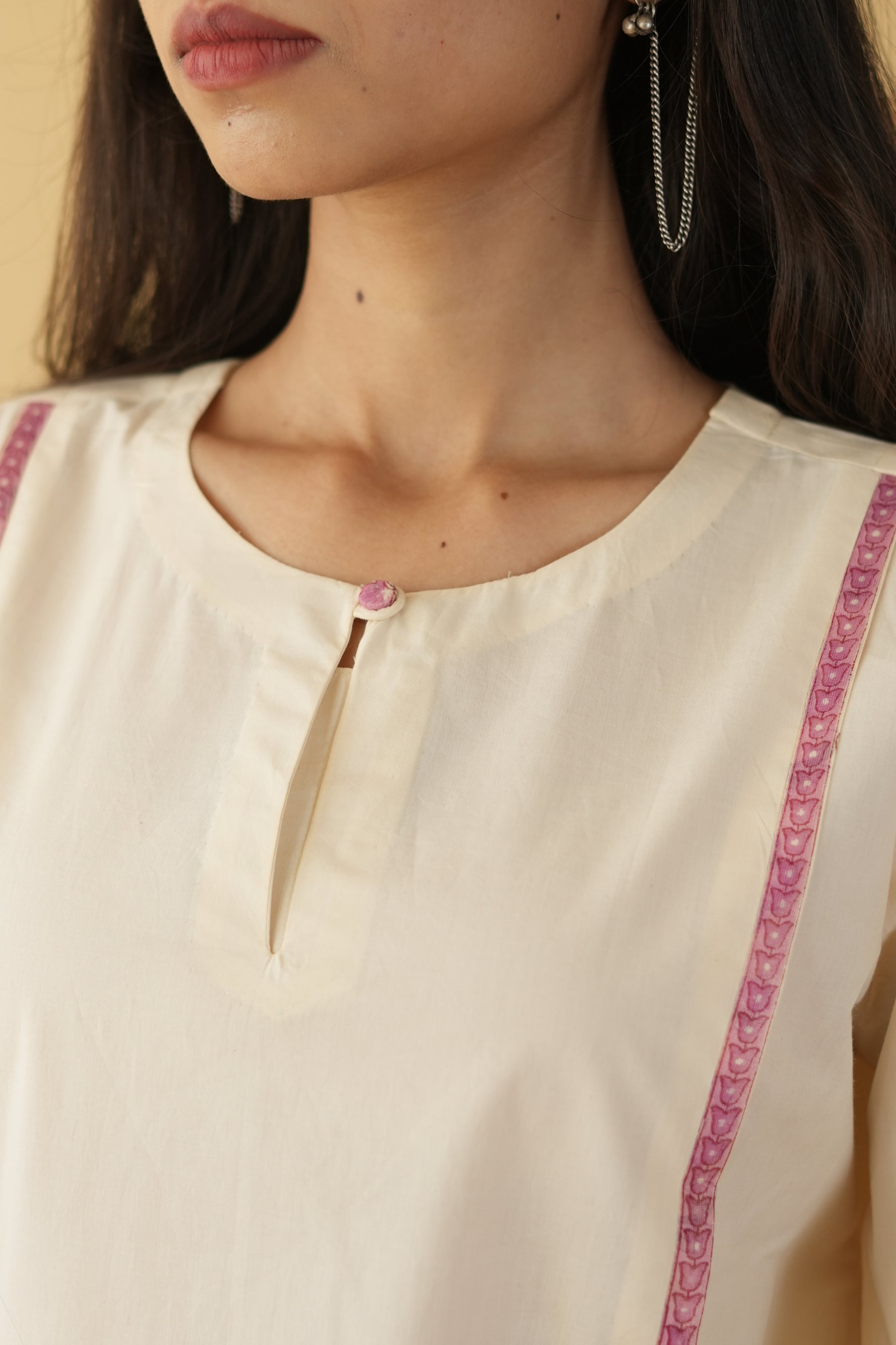 PINK AND OFF WHITE ZIVA KURTA WITH FARSI SALWAR SET OF 3