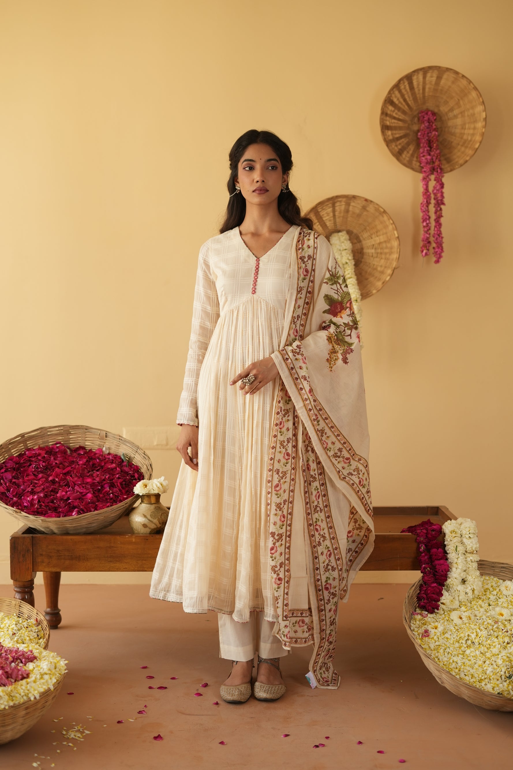 OFF WHITE KAVYA ANARKALI SET OF 3