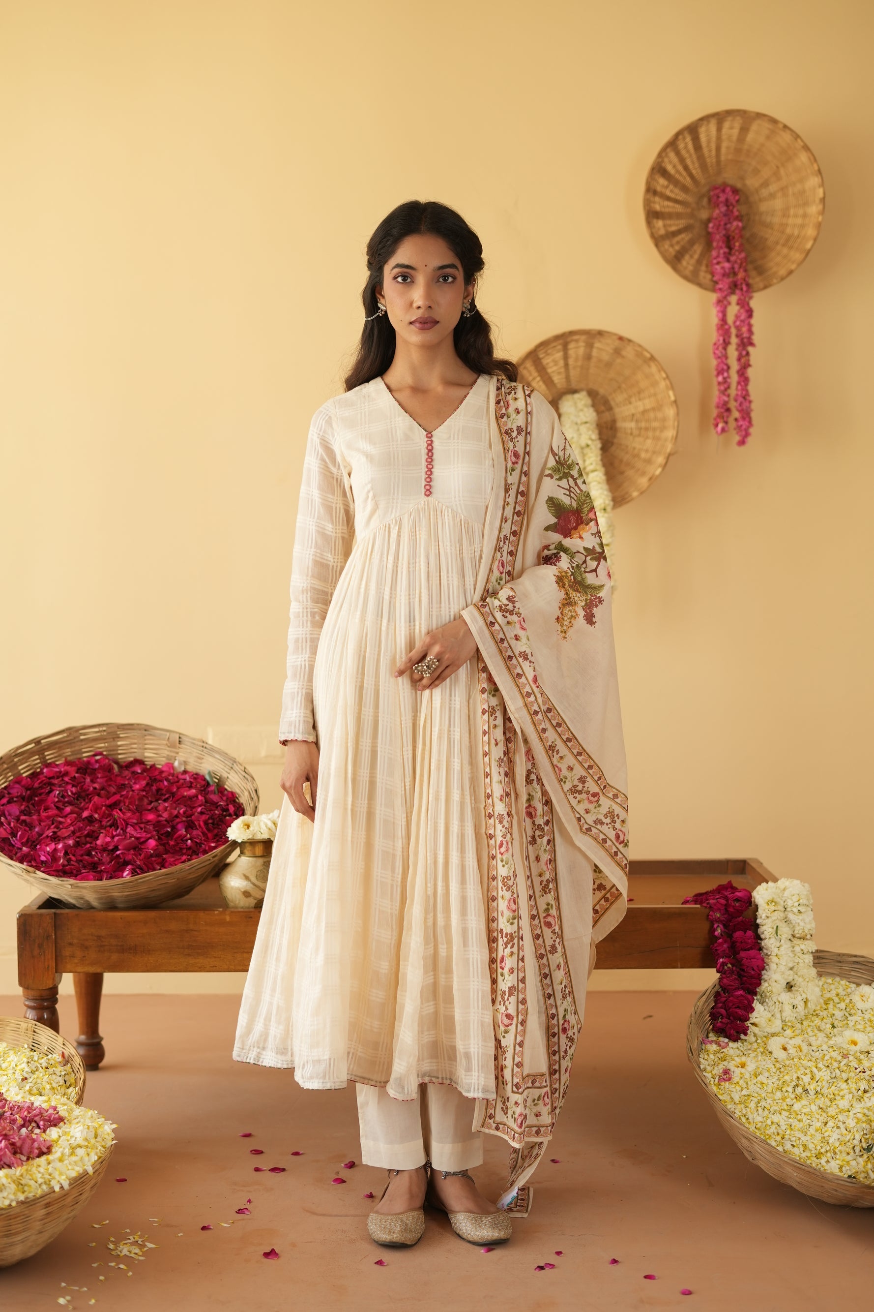 OFF WHITE KAVYA ANARKALI SET OF 3