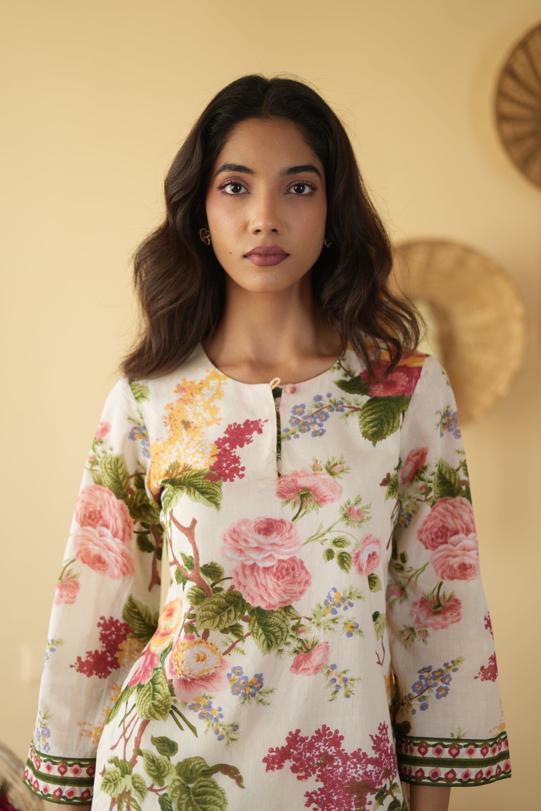 OFF WHITE  NEHER KURTA WITH FARSI SALWAR  SET OF 3