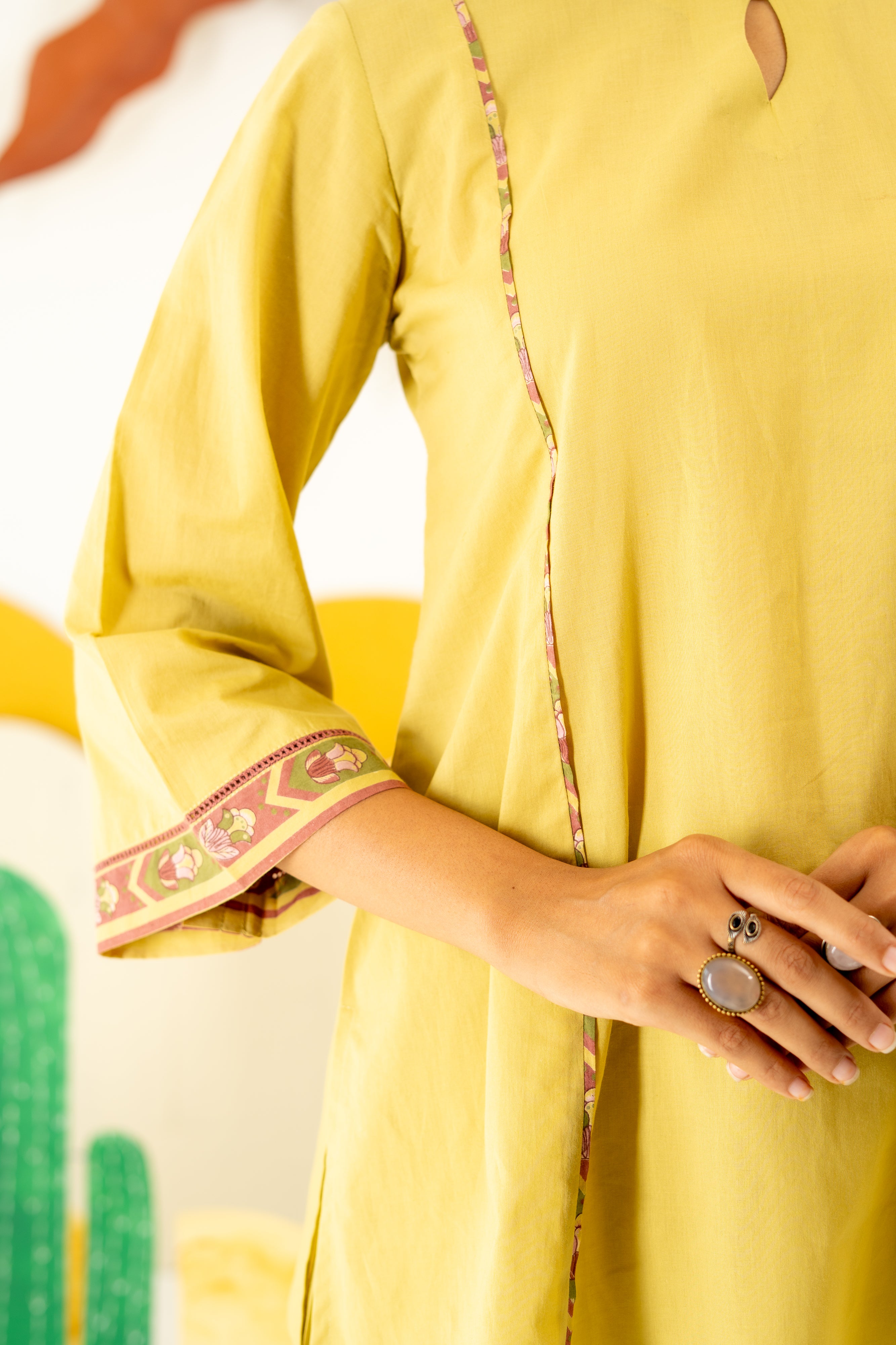 WARM OLIVE MAYARA KURTA AND FARSI SALWAR SET OF 3