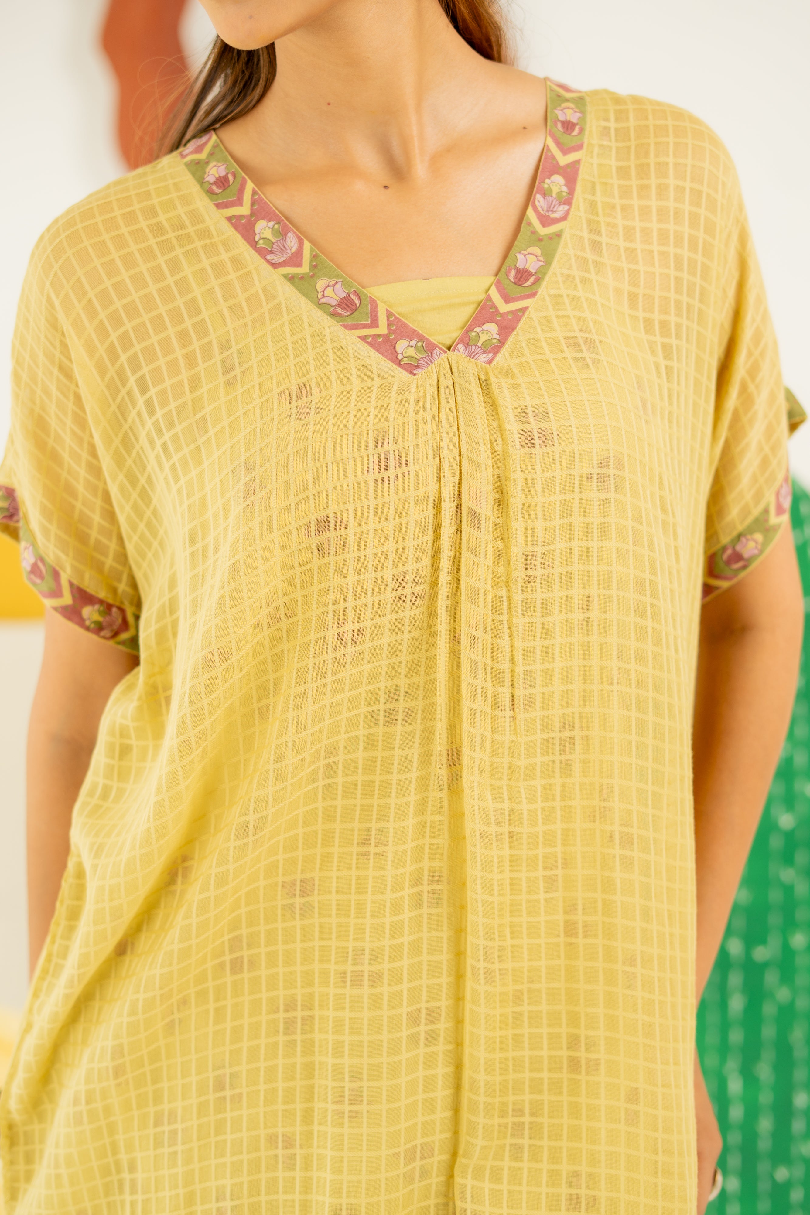 WARM OLIVE AFREEN KAFTAN CO-ORD SET OF 3