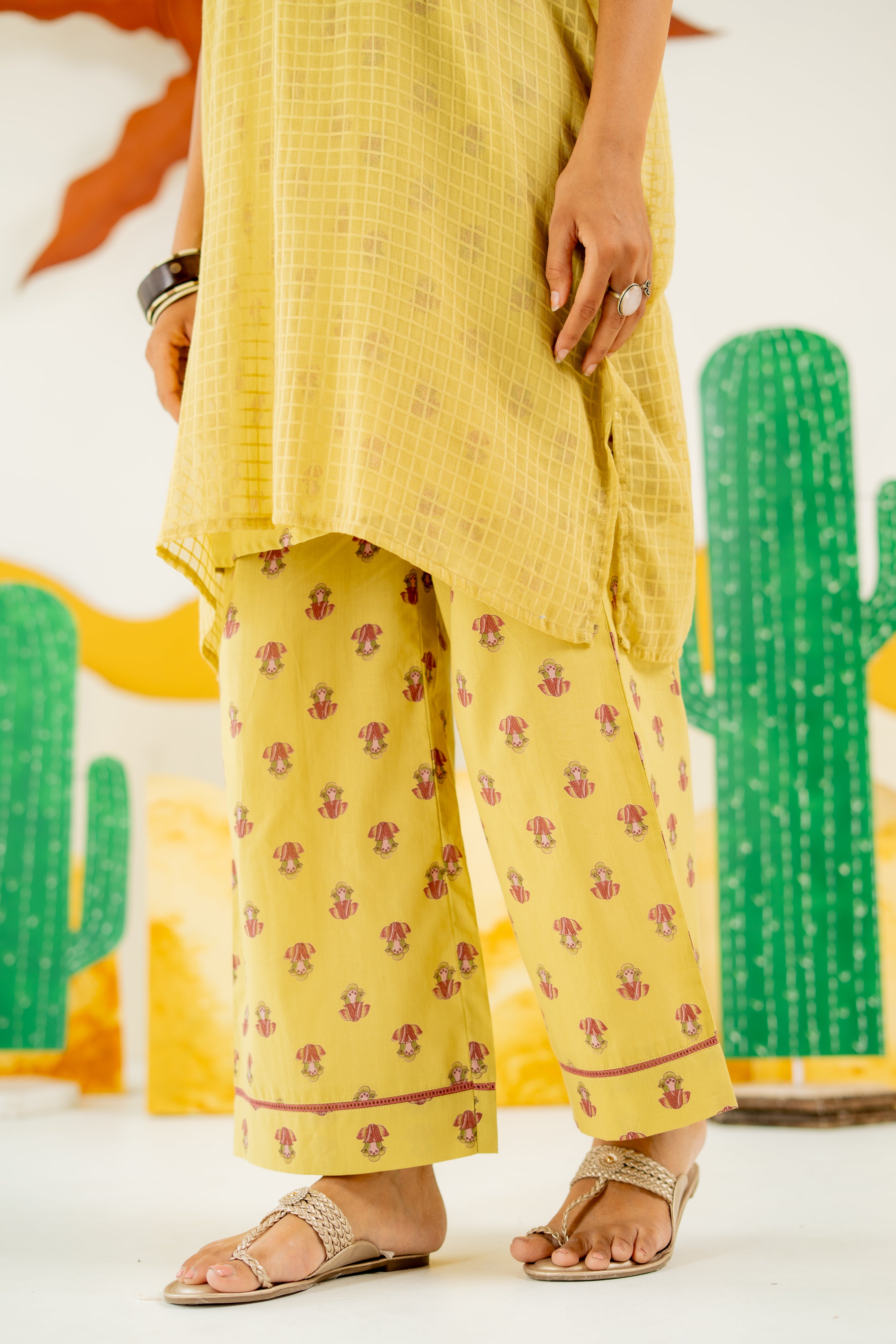 WARM OLIVE AFREEN KAFTAN CO-ORD SET OF 3