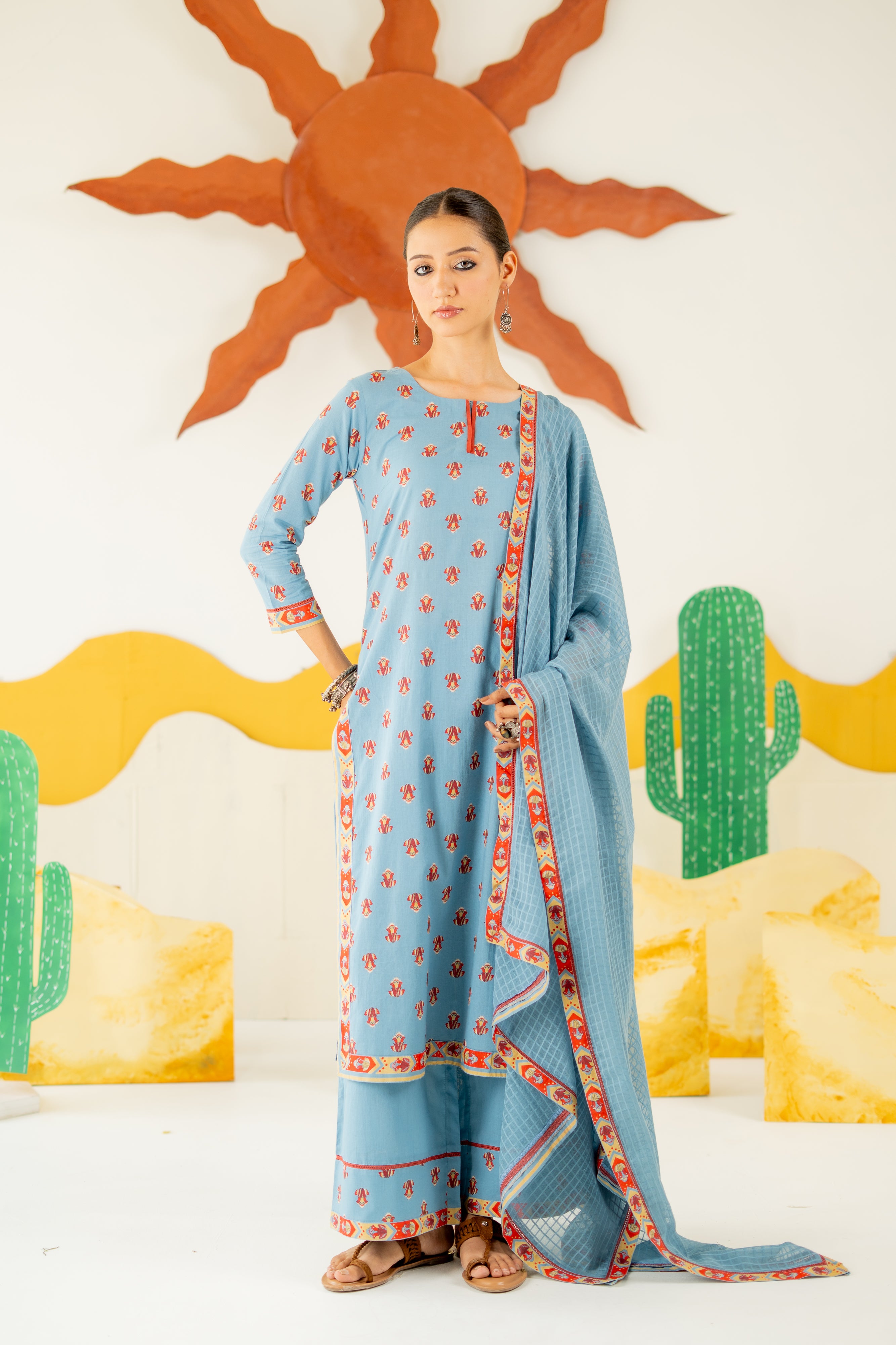 HERITAGE BLUE MRITTIKA KURTA SET OF 3