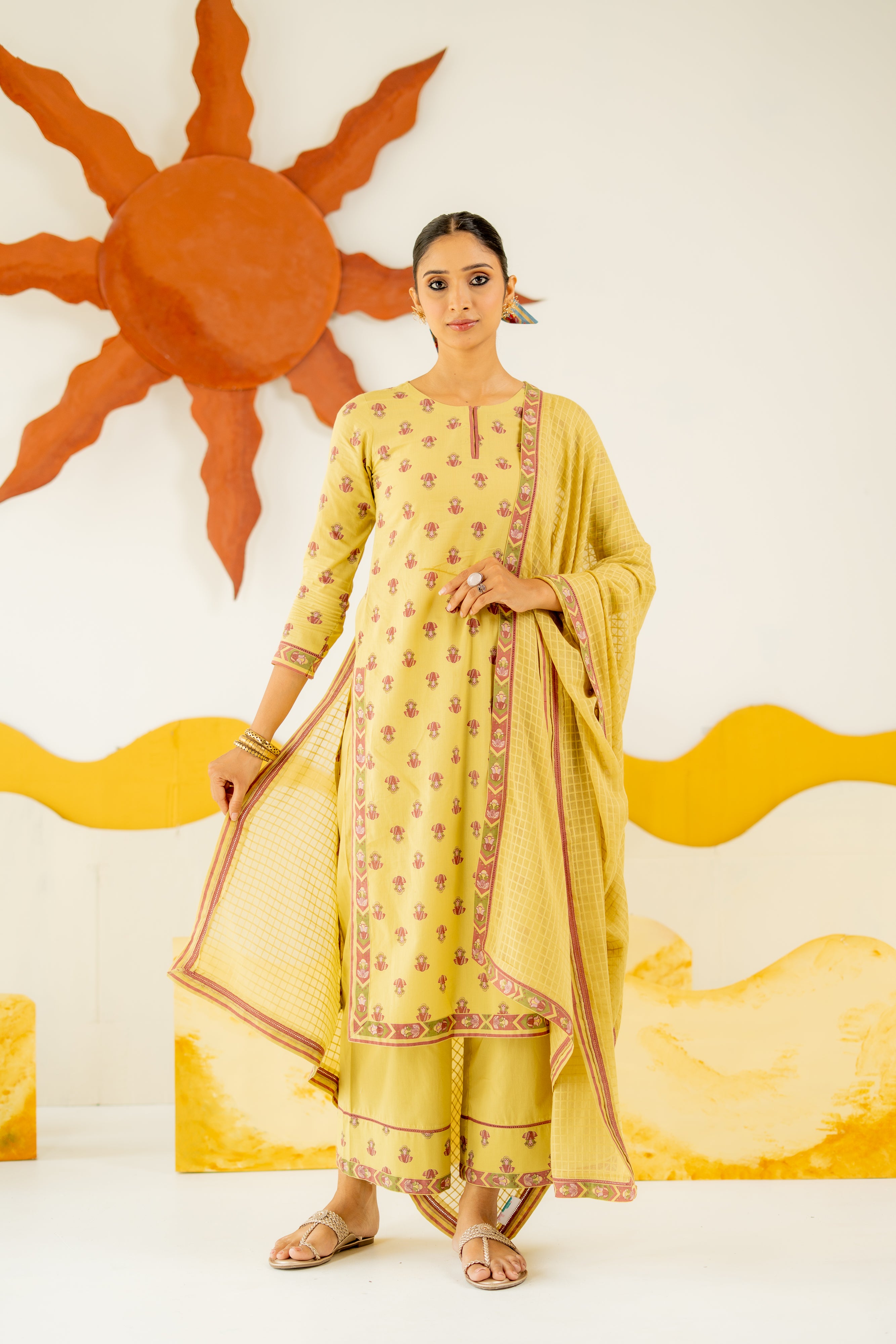 WARM OLIVE MRITTIKA KURTA SET OF 3