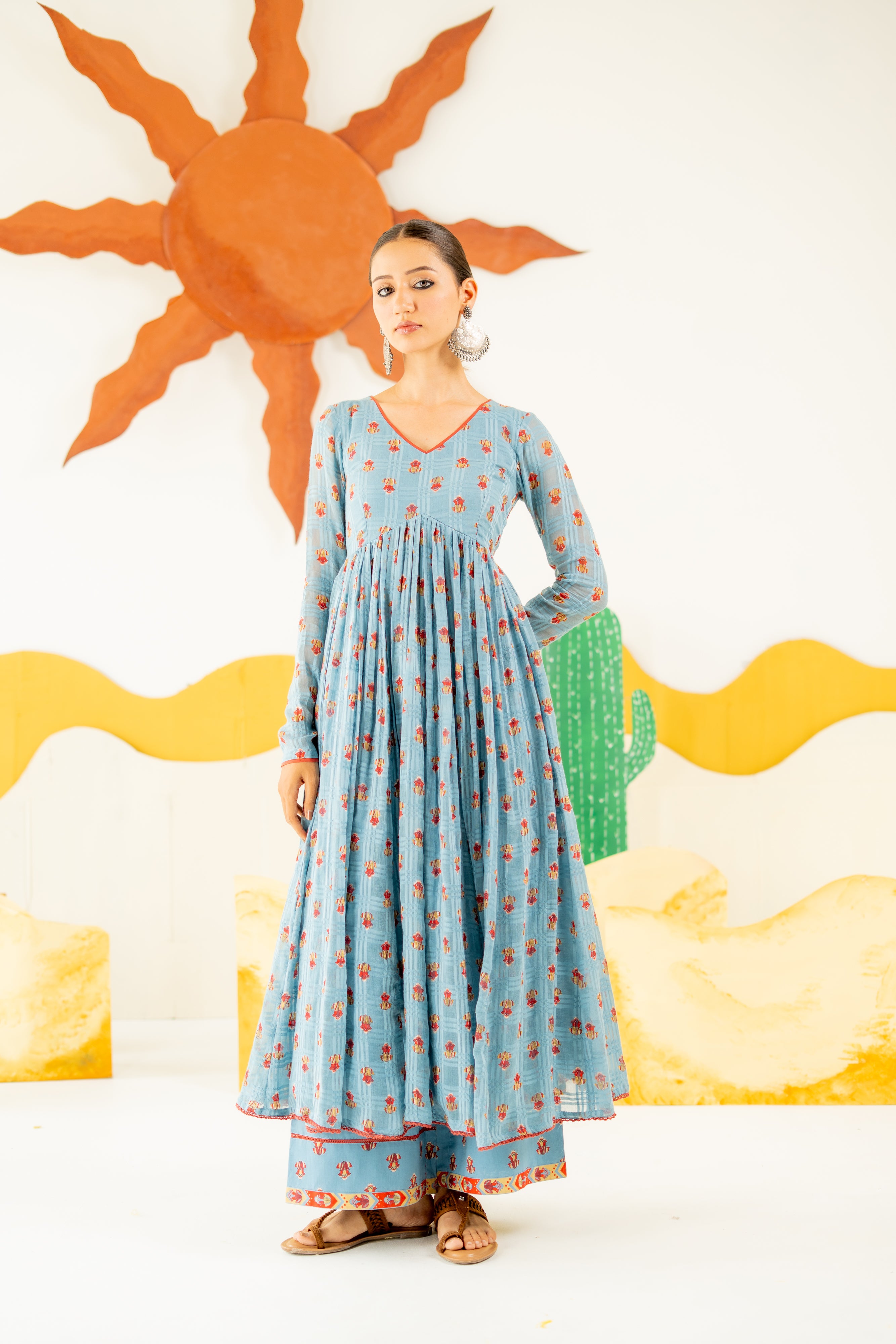 HERITAGE BLUE  BOOND ANARKALI SET OF 3