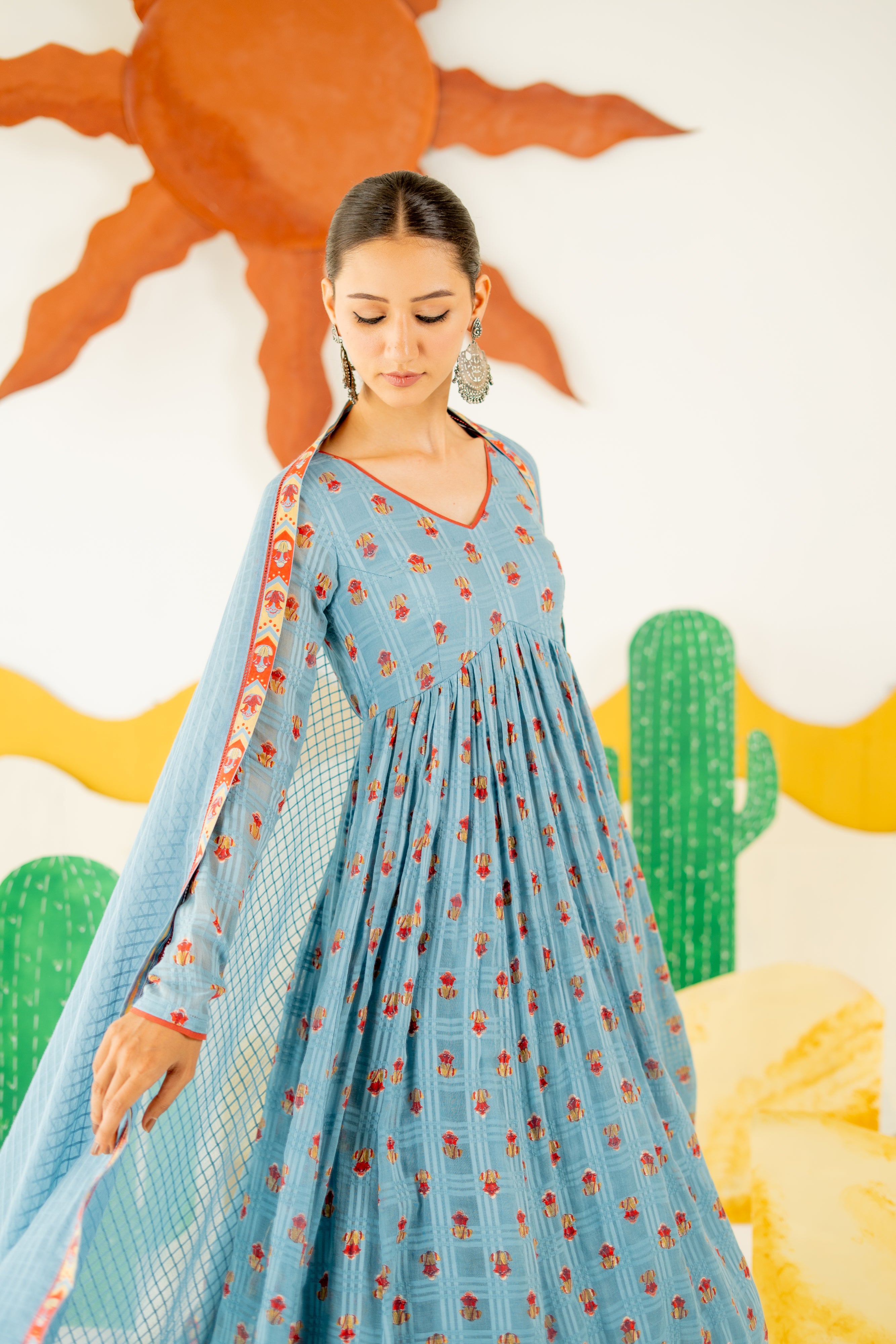 HERITAGE BLUE  BOOND ANARKALI SET OF 3