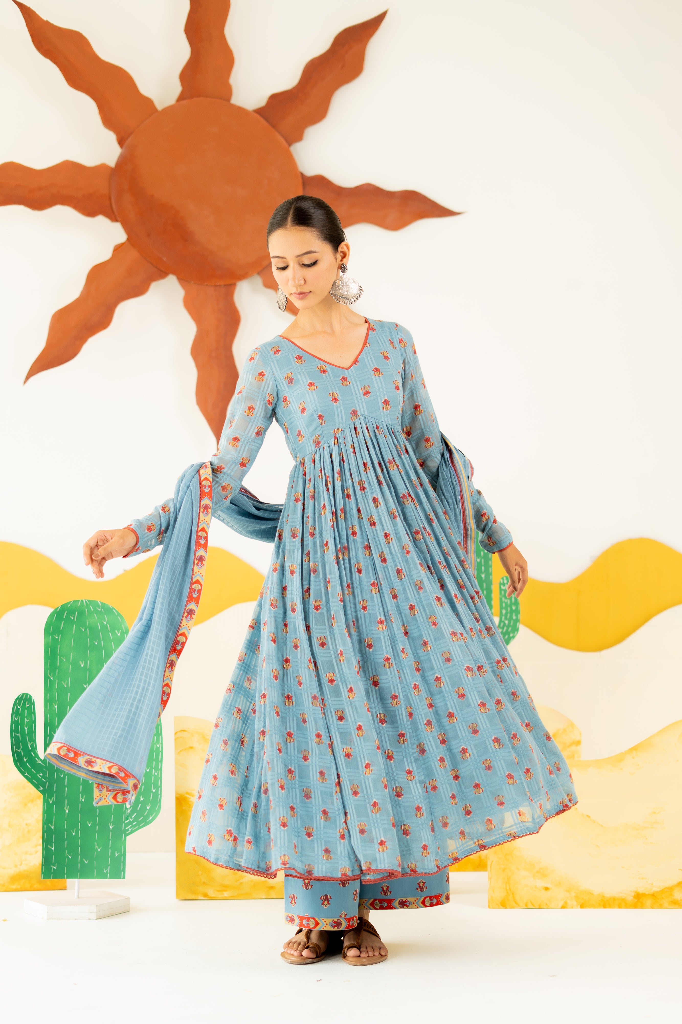 HERITAGE BLUE  BOOND ANARKALI SET OF 3