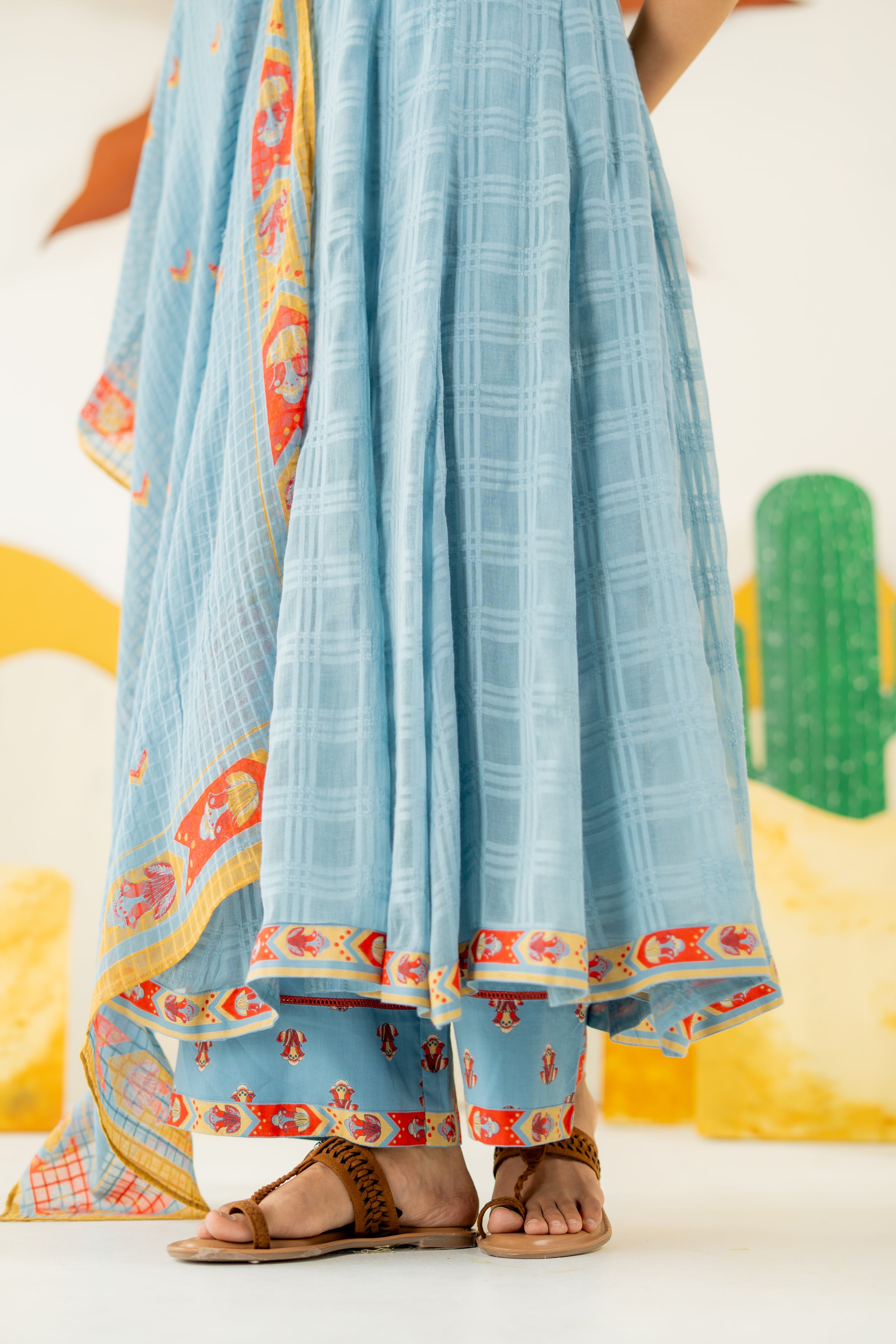 HERITAGE BLUE  MRINALINI ANARKALI SET OF 3