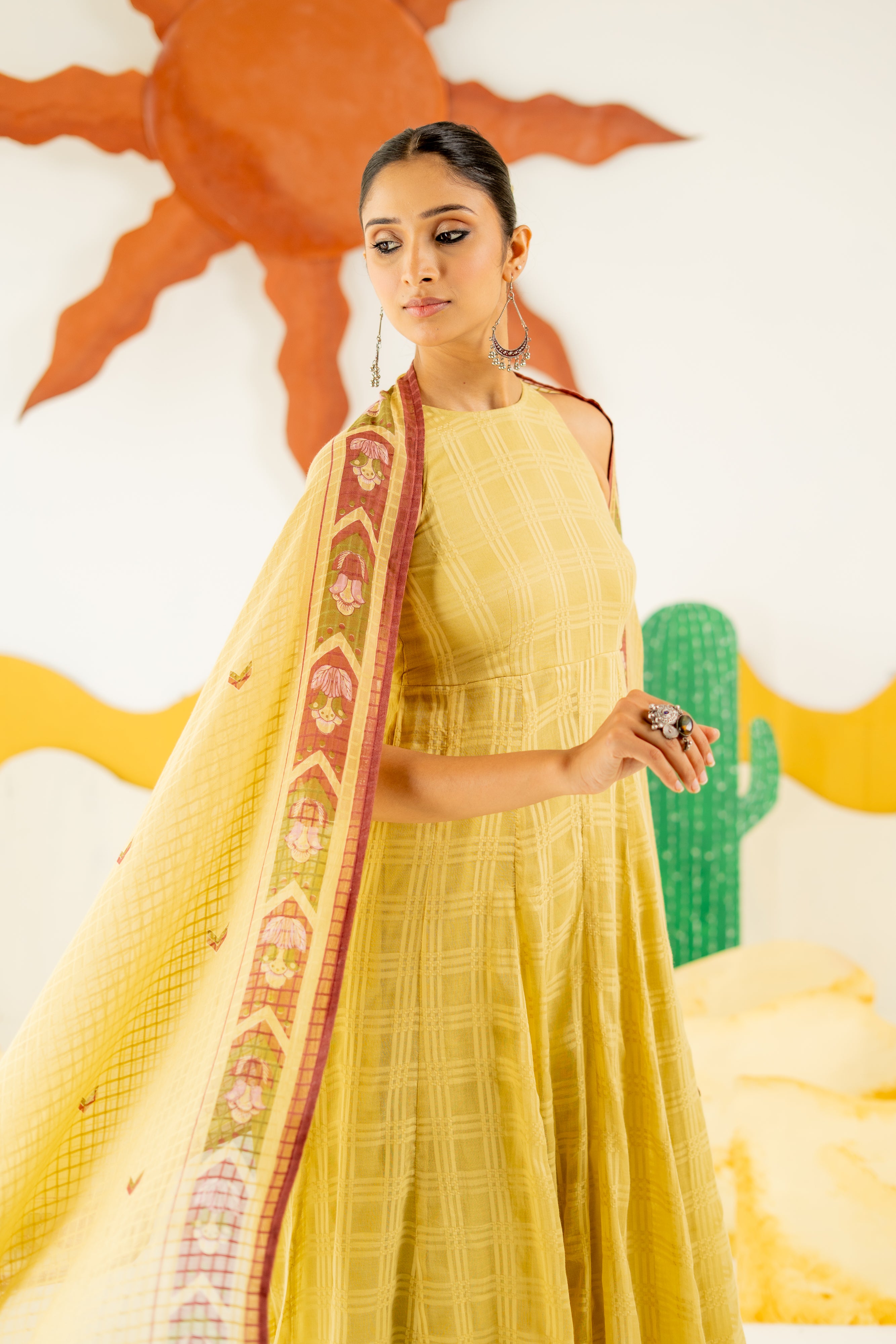 WARM OLIVE MRINALINI ANARKALI SET OF 3