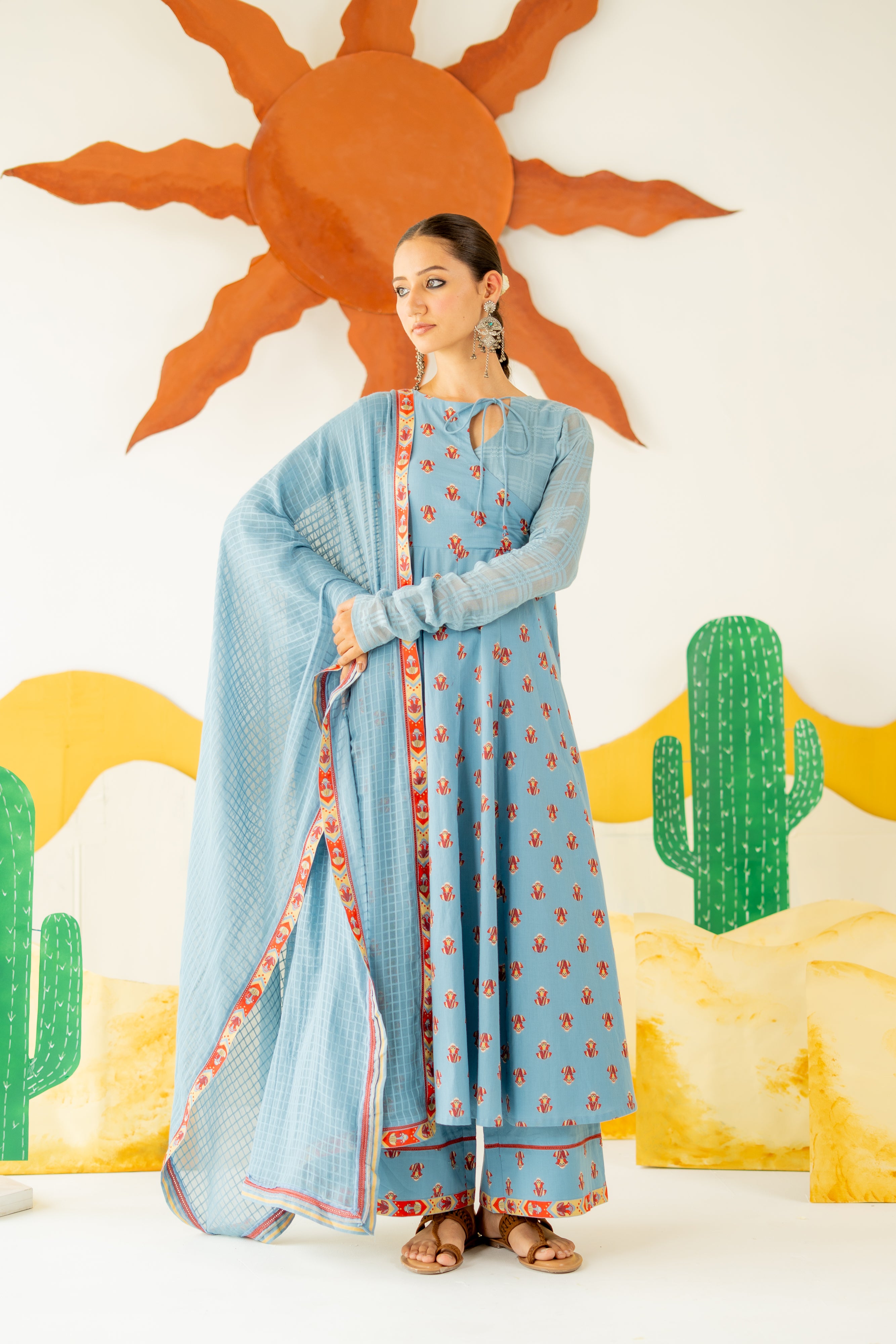 HERITAGE BLUE  MRIDUL ANARKALI SET OF 3 - RTS
