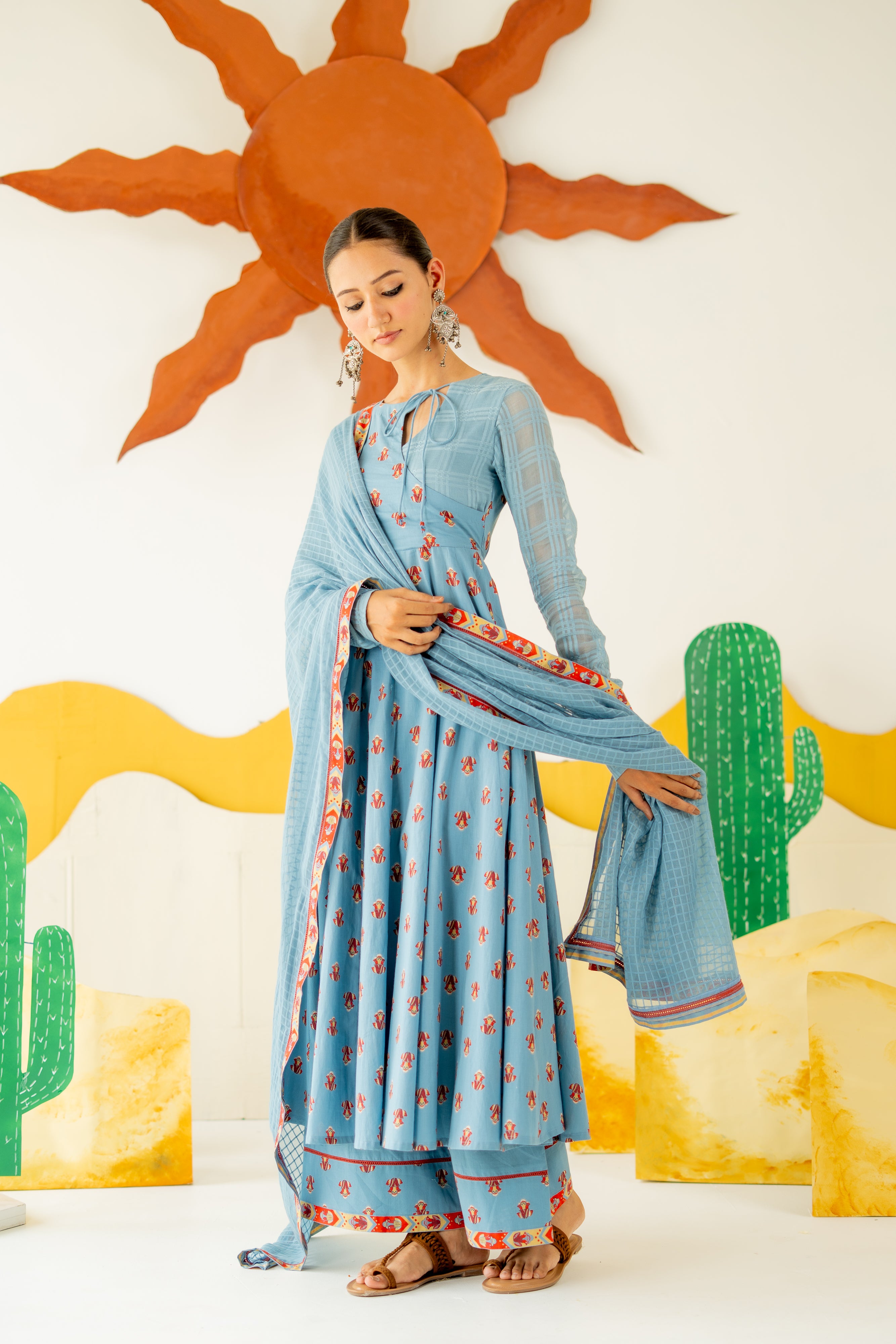 HERITAGE BLUE  MRIDUL ANARKALI SET OF 3 - RTS