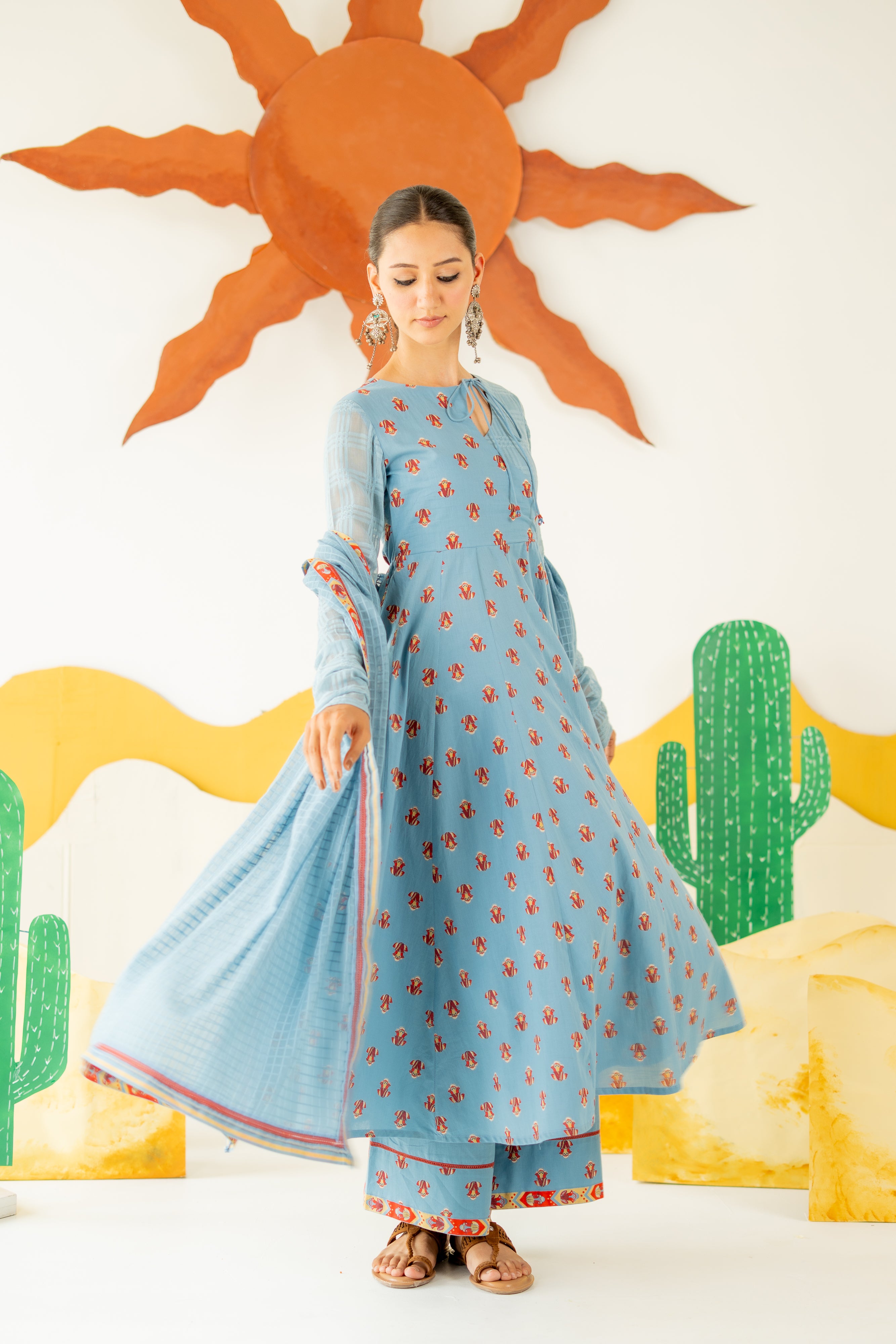 HERITAGE BLUE  MRIDUL ANARKALI SET OF 3 - RTS