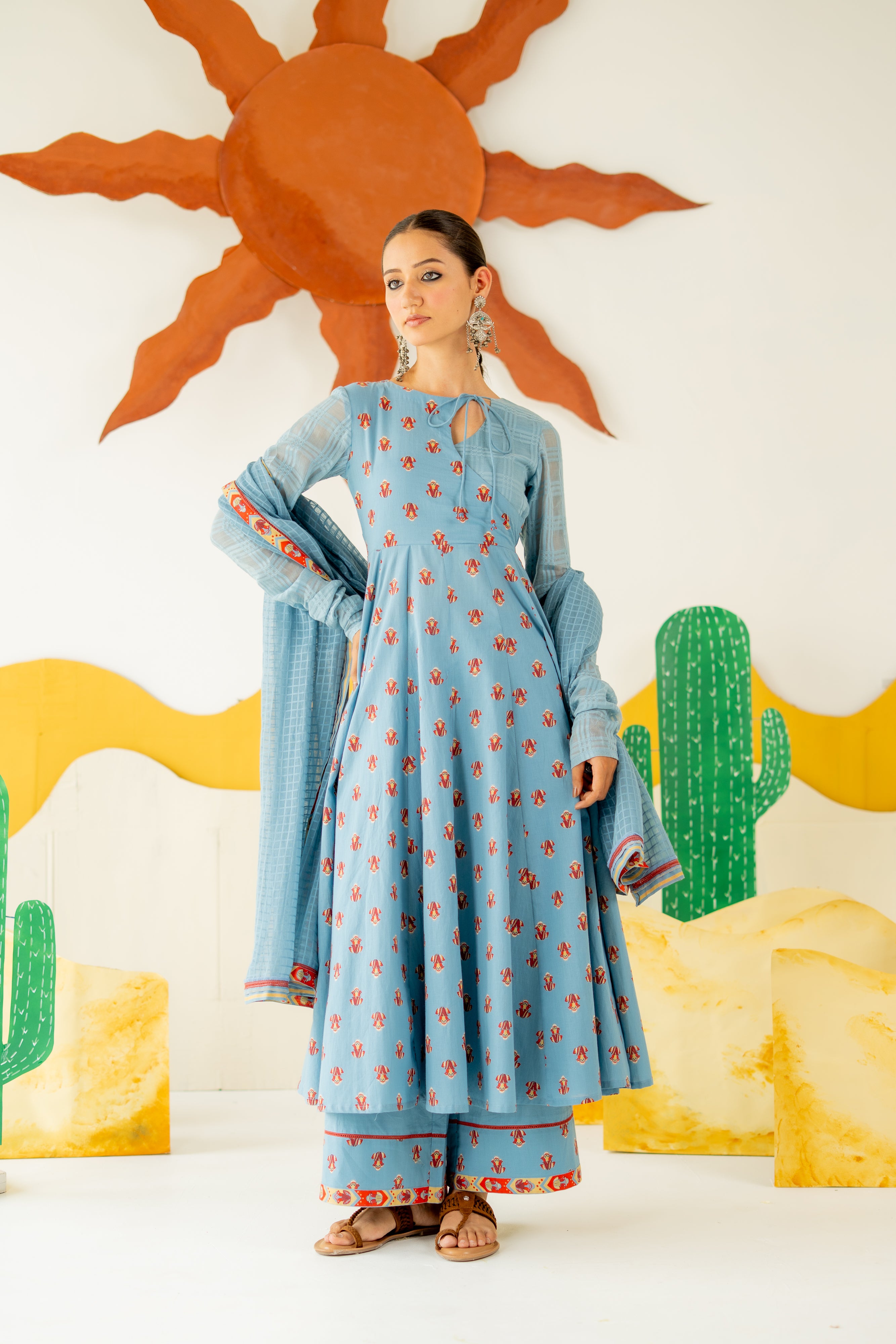 HERITAGE BLUE  MRIDUL ANARKALI SET OF 3 - RTS