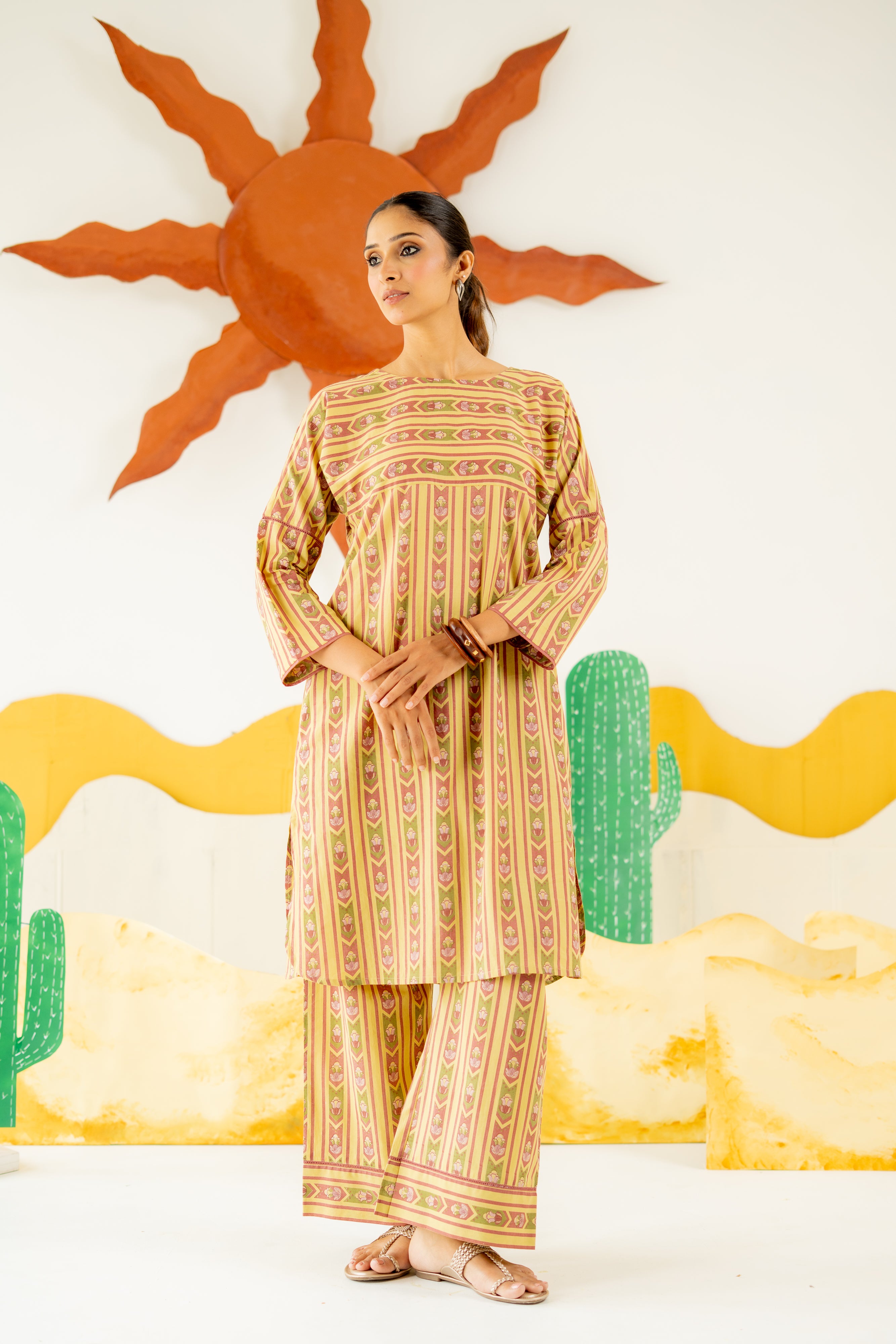 WARM OLIVE NAZAKAT CO-ORD SET OF 2