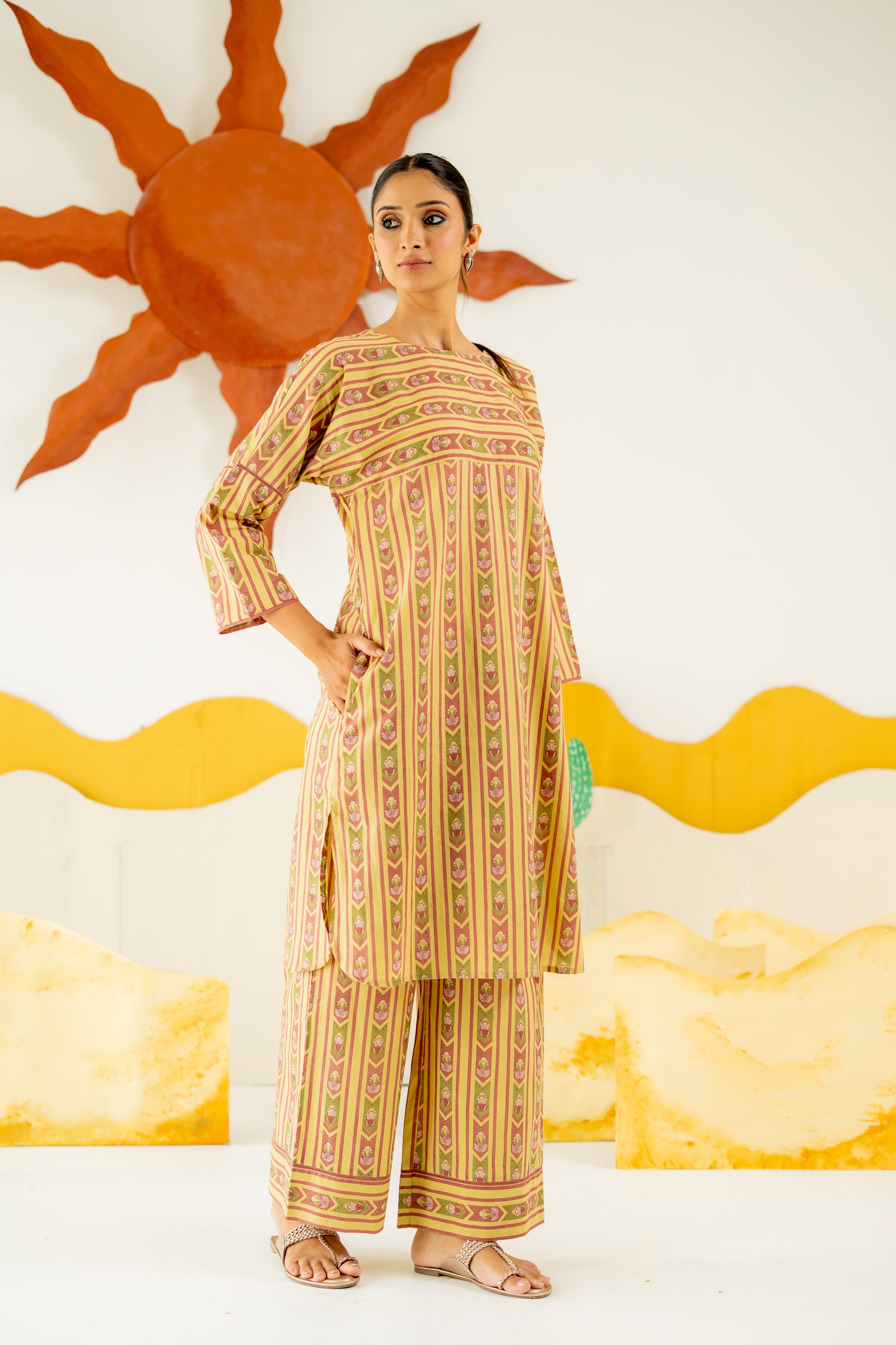 WARM OLIVE NAZAKAT CO-ORD SET OF 2