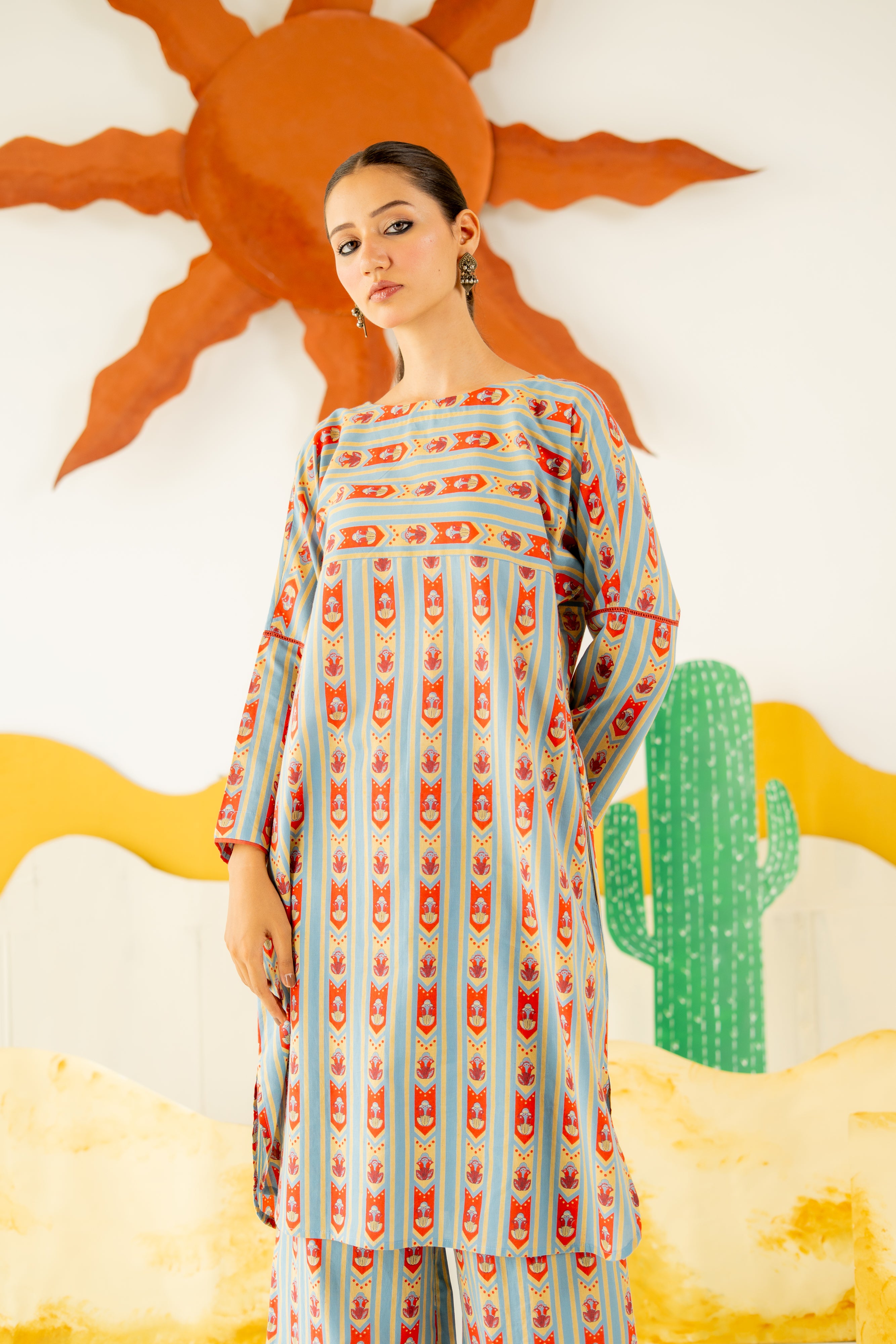 HERITAGE BLUE NAZAKAT CO-ORD SET OF 2