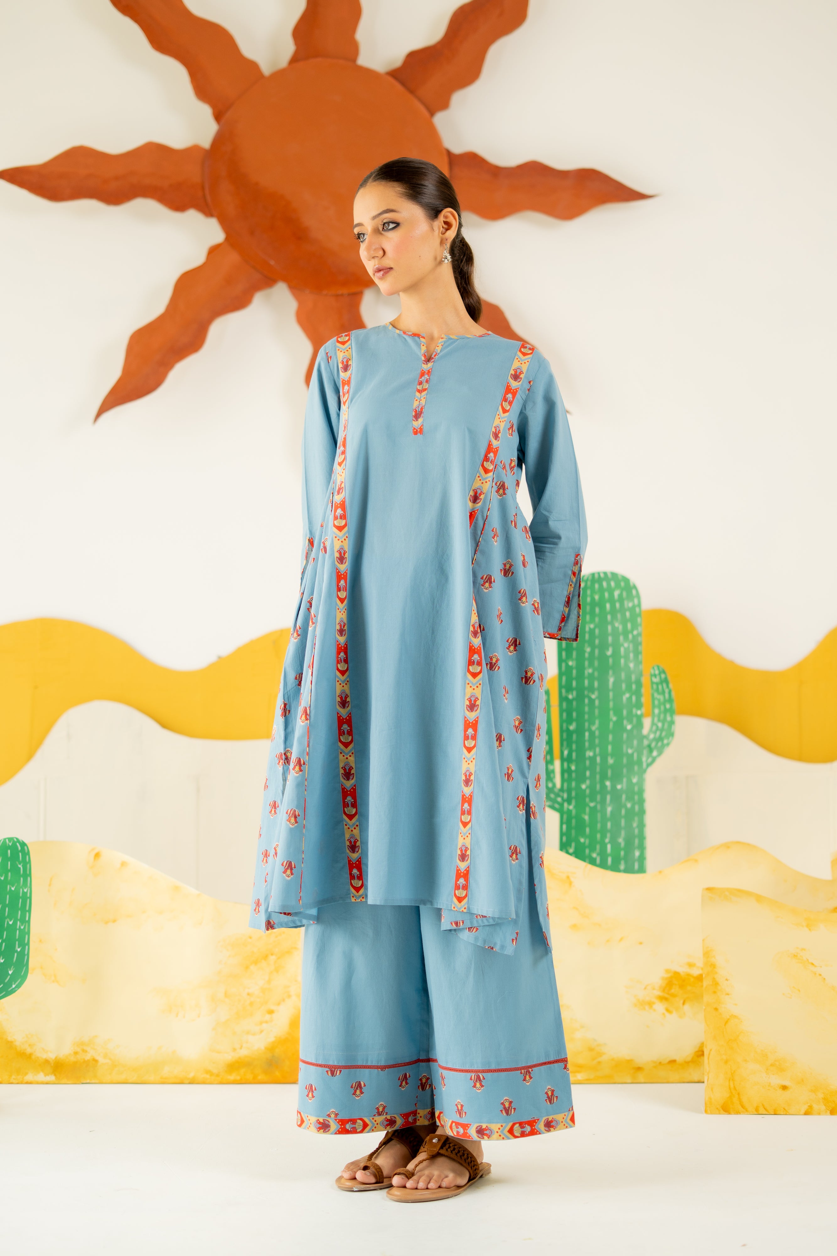 HERITAGE BLUE VARSHA CO-ORD SET OF 2