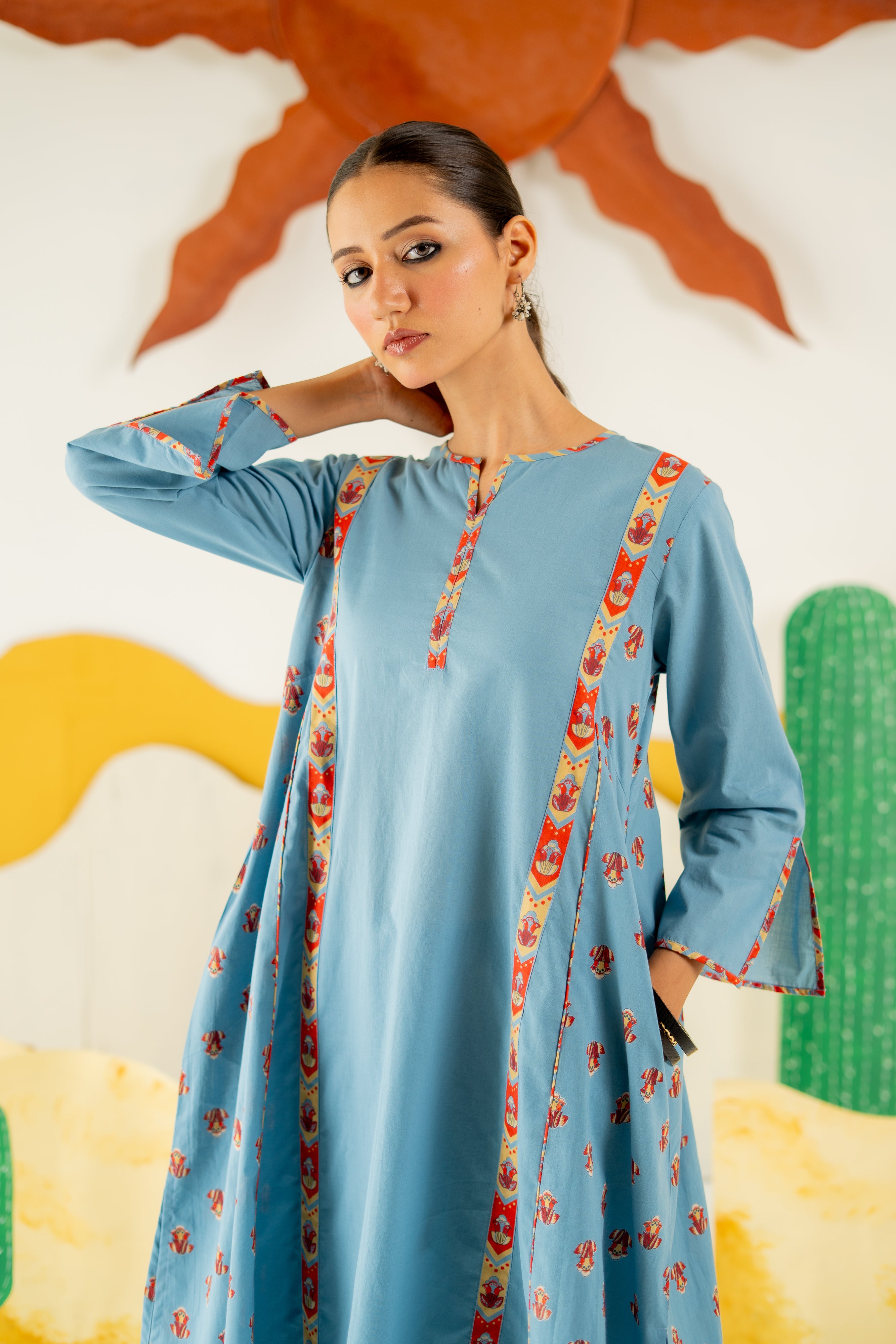 HERITAGE BLUE VARSHA CO-ORD SET OF 2