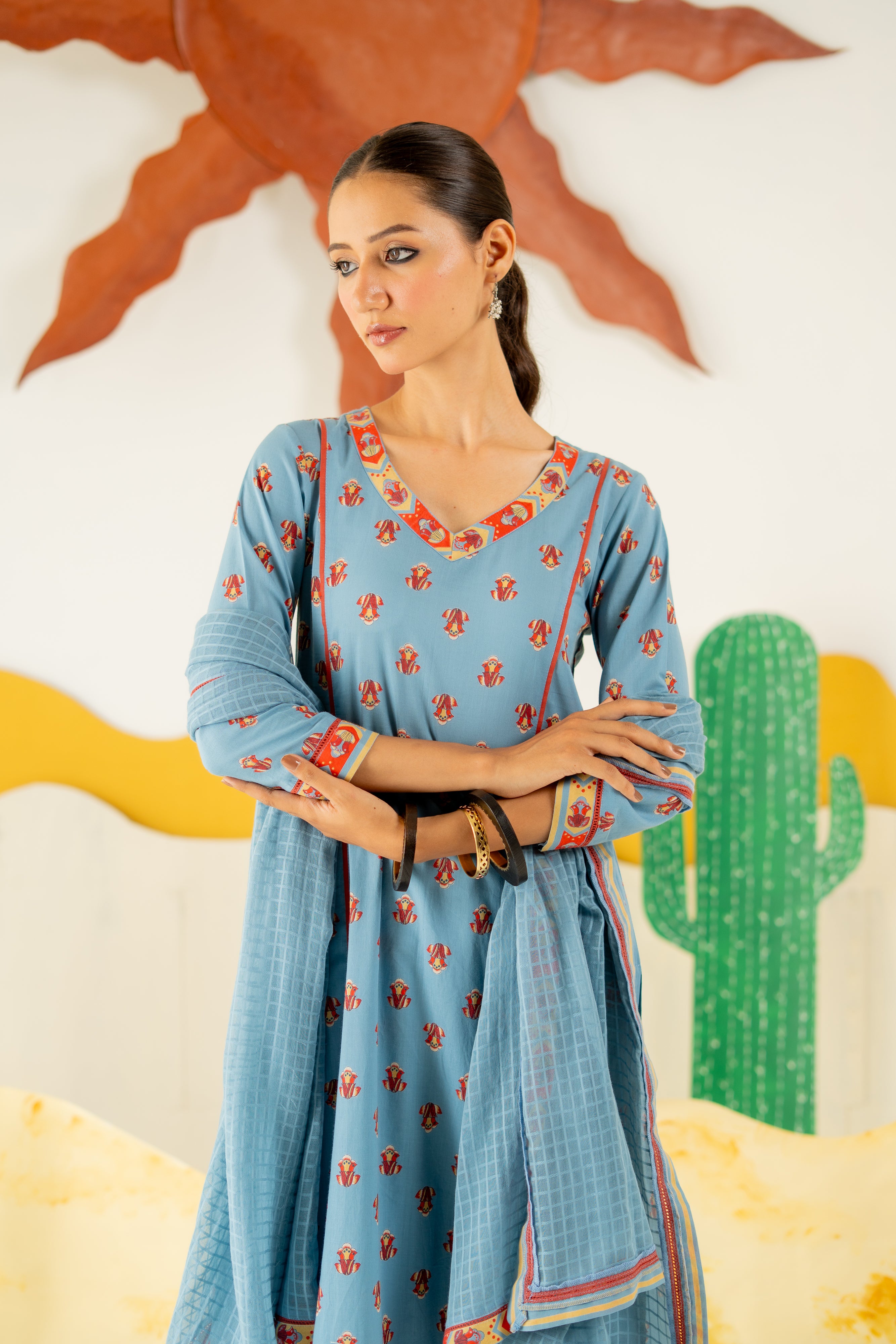 HERITAGE BLUE NEERJARA KURTA SET OF 3
