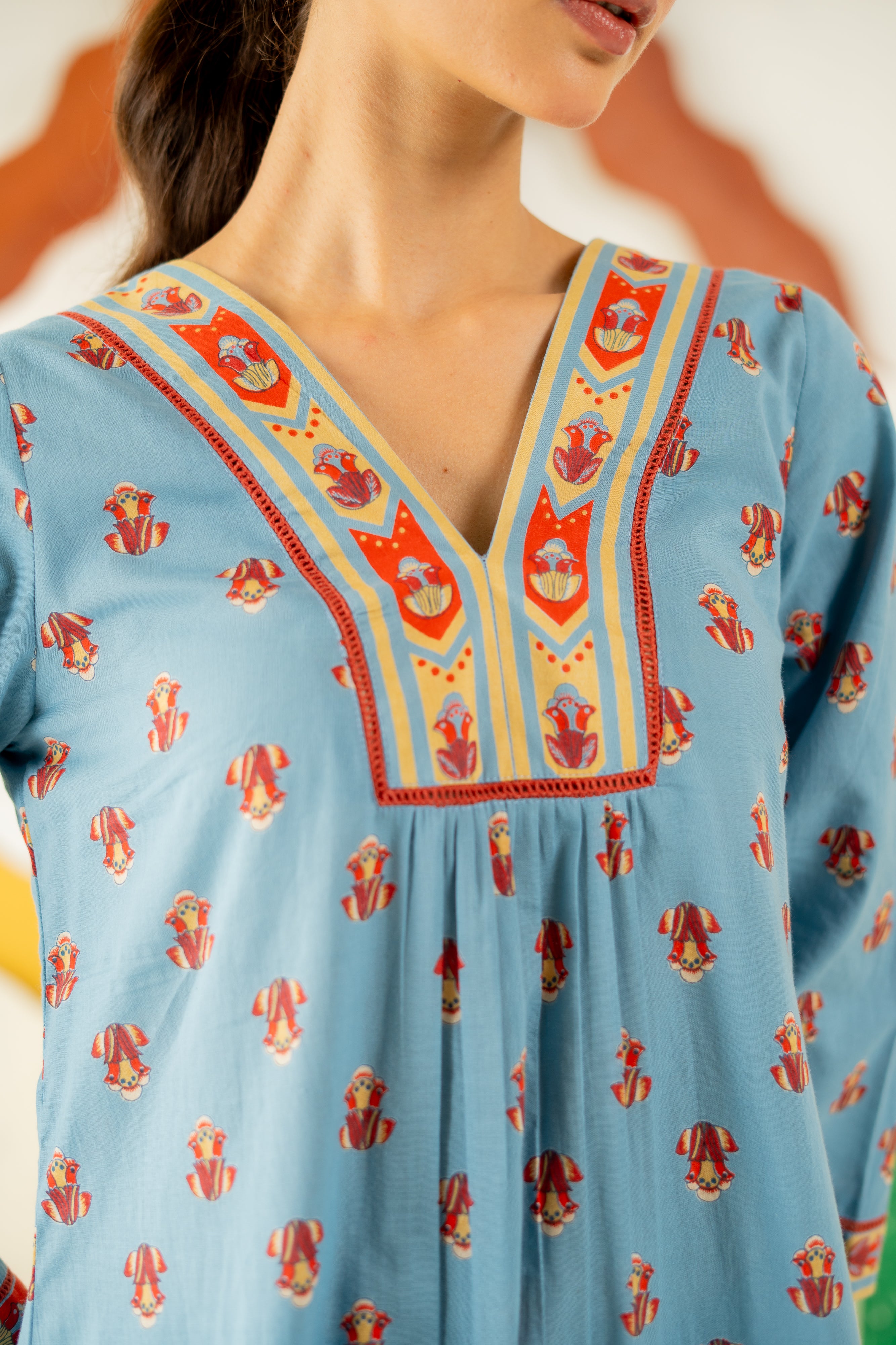 HERITAGE BLUE RAUNAQ KURTA SET OF 3