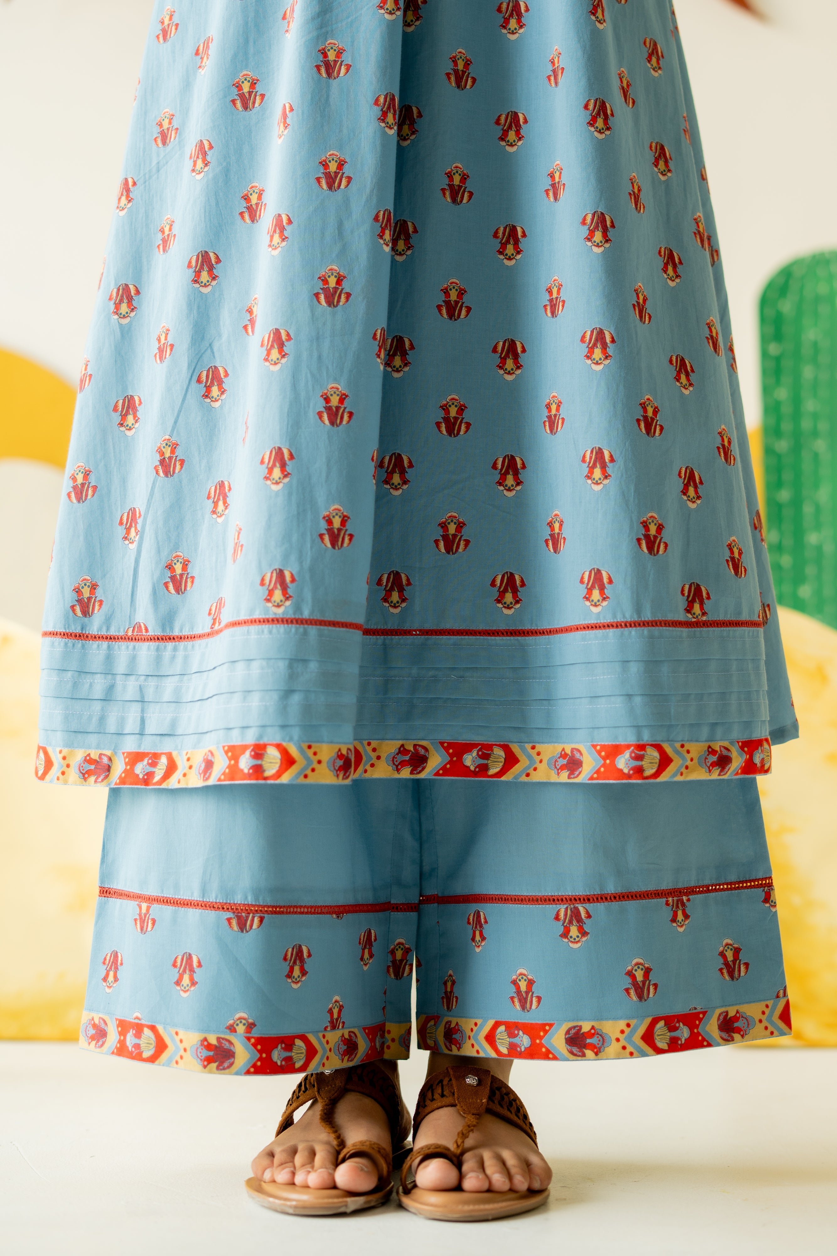 HERITAGE BLUE RAUNAQ KURTA SET OF 3