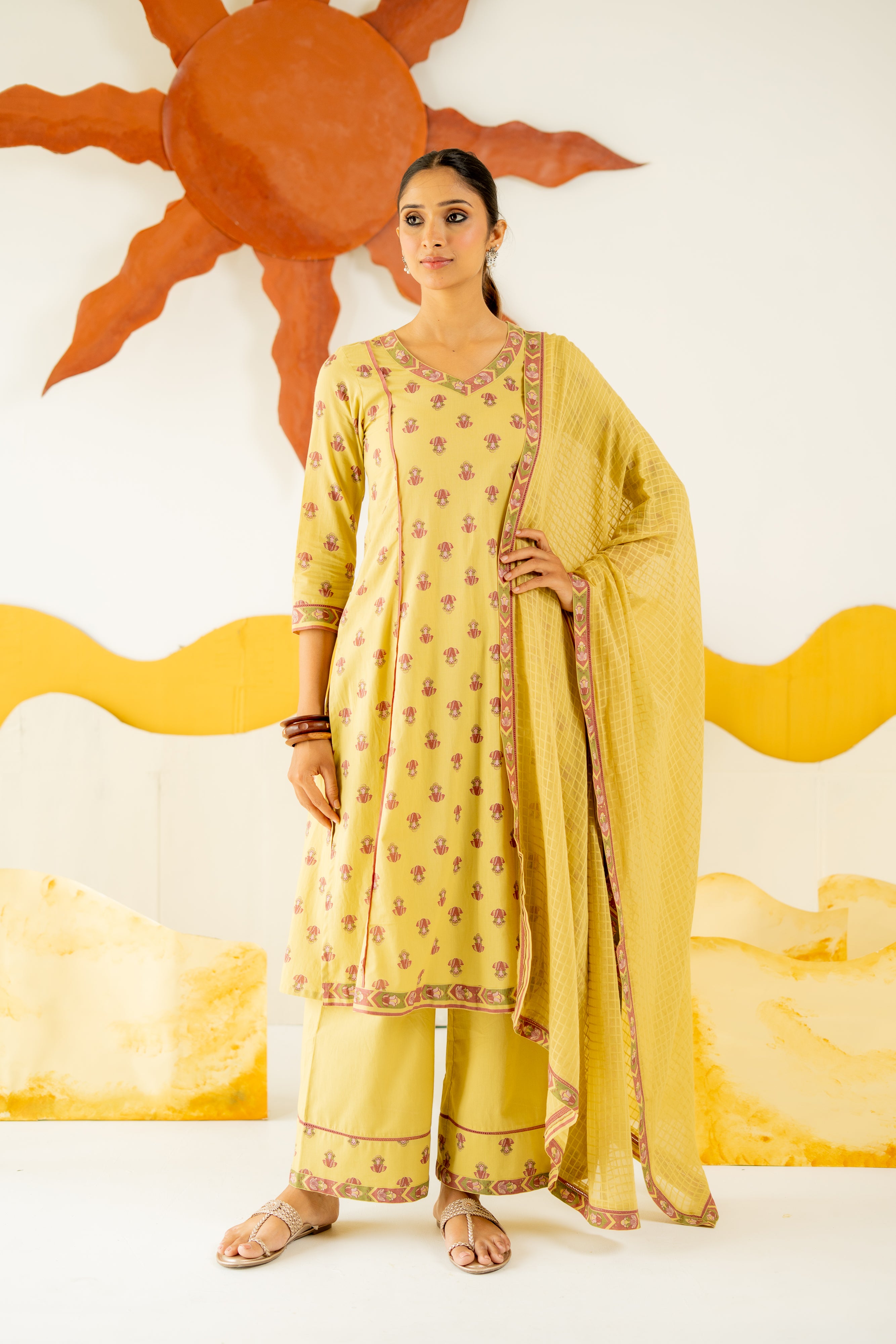 WARM OLIVE  NEERJARA KURTA SET OF 3