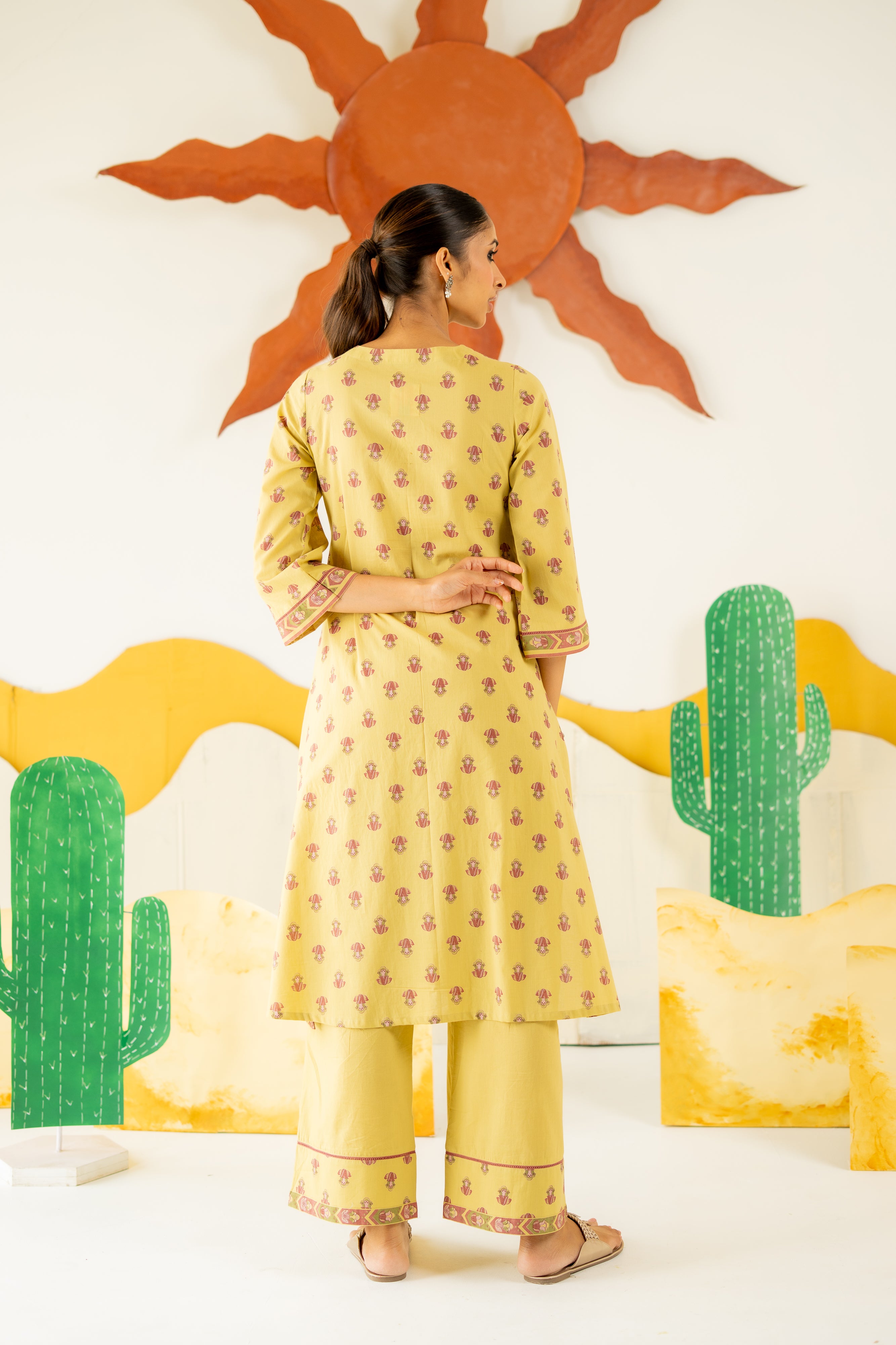 WARM OLIVE RAUNAQ KURTA SET OF 3