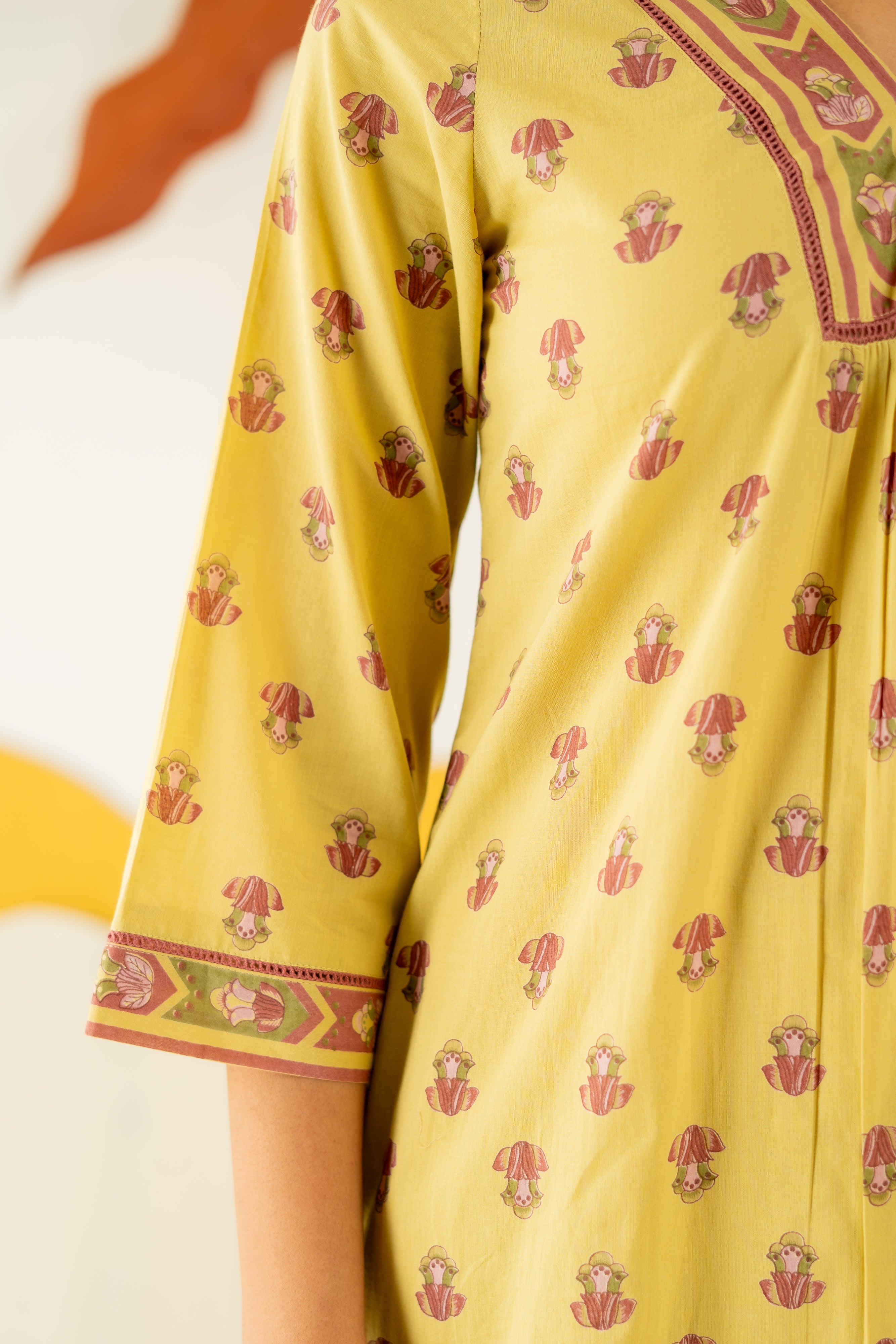 WARM OLIVE RAUNAQ KURTA SET OF 3