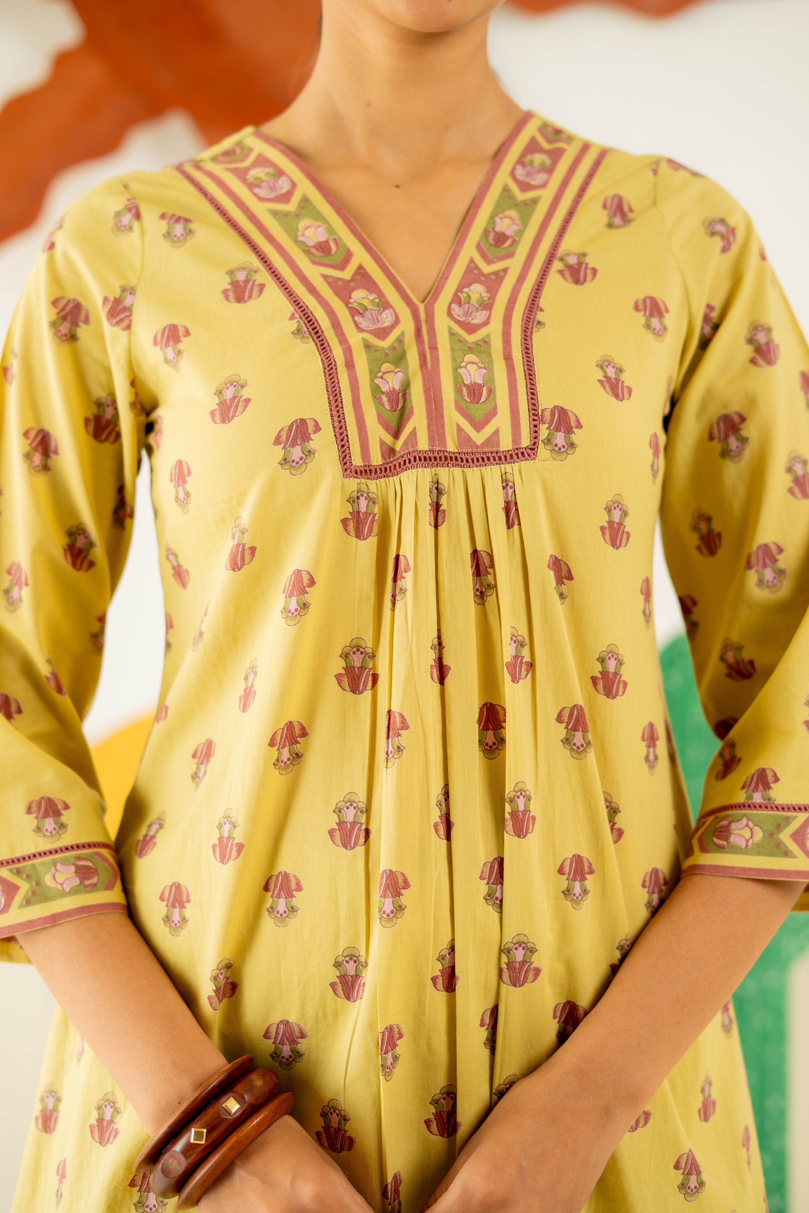 WARM OLIVE RAUNAQ KURTA SET OF 3