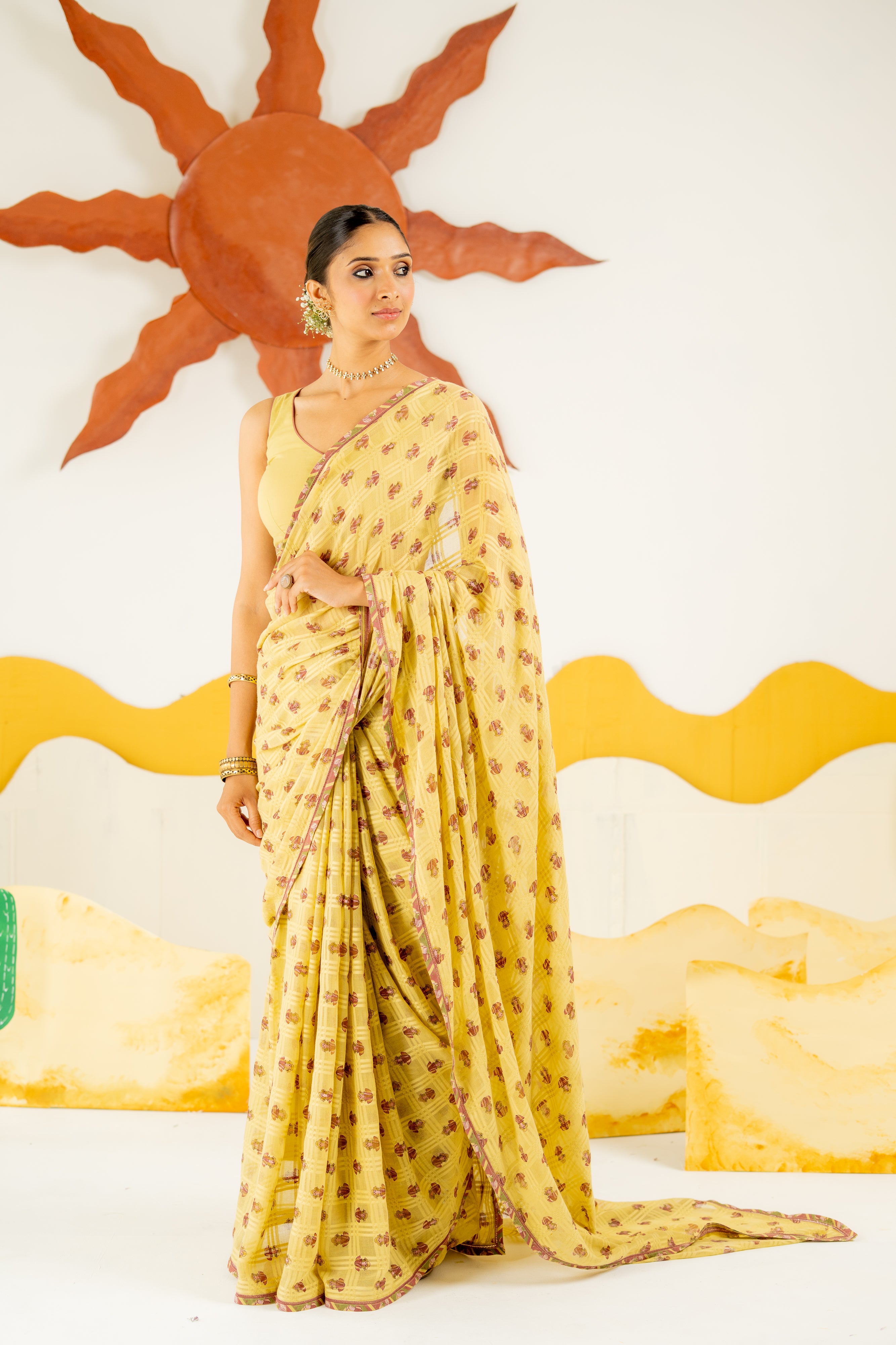 WARM OLIVE AVANI SAREE WITH UNSTITCHED BLOUSE
