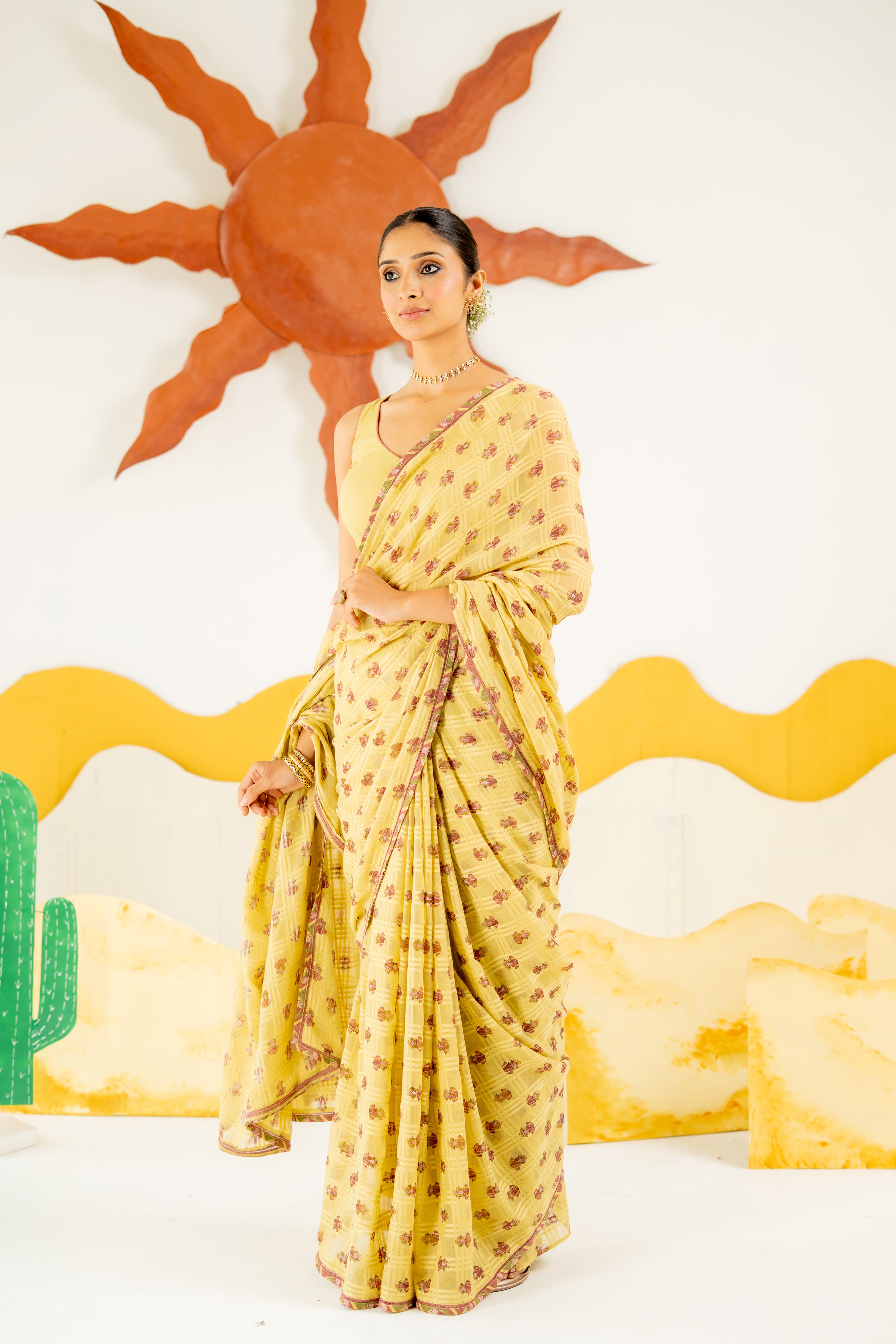 WARM OLIVE AVANI SAREE WITH UNSTITCHED BLOUSE