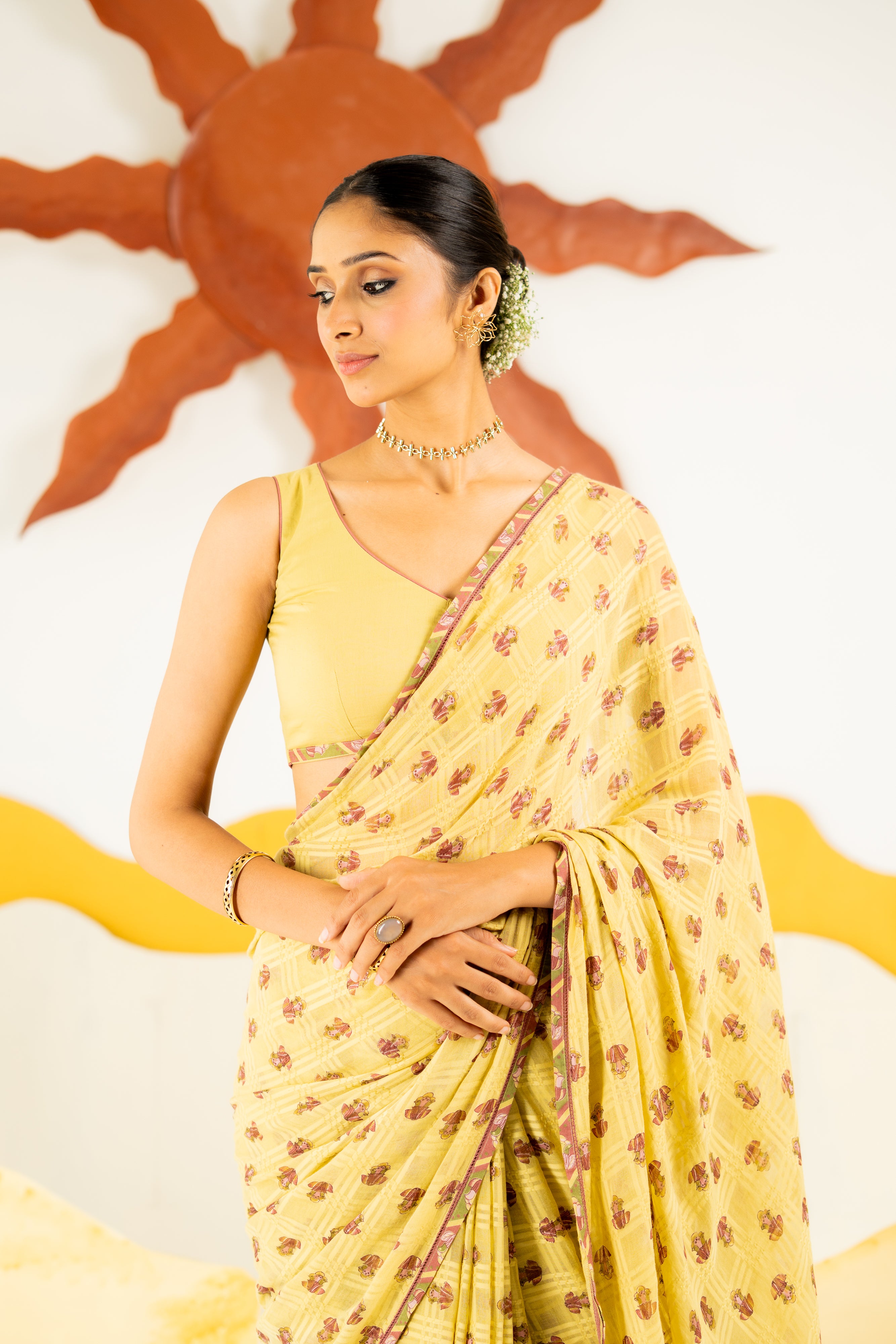 WARM OLIVE AVANI SAREE WITH UNSTITCHED BLOUSE